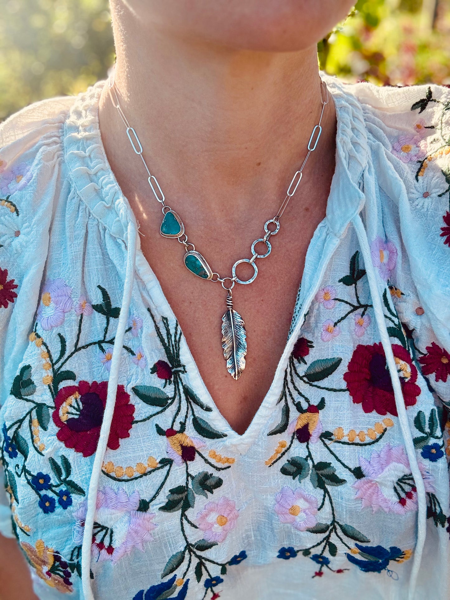 Feather and Sky Campitos Turquoise Statement Necklace
