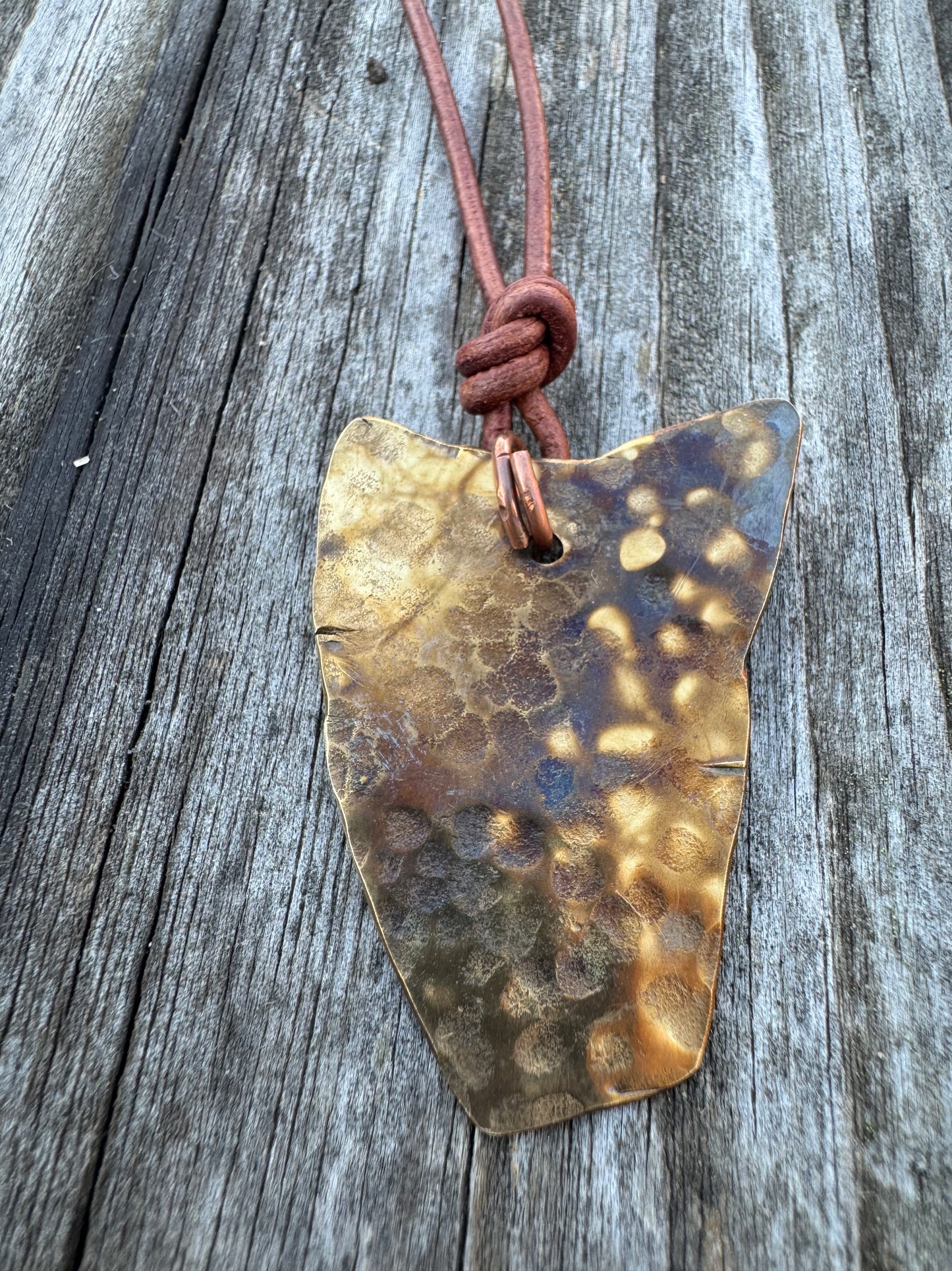 Hammered Brass necklace by Logan