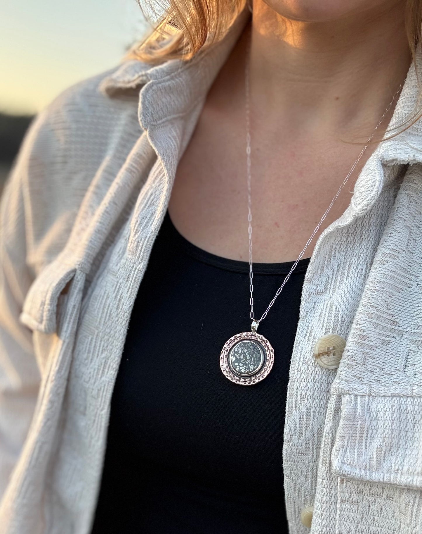 Marcasite and Copper Medallion Pendant