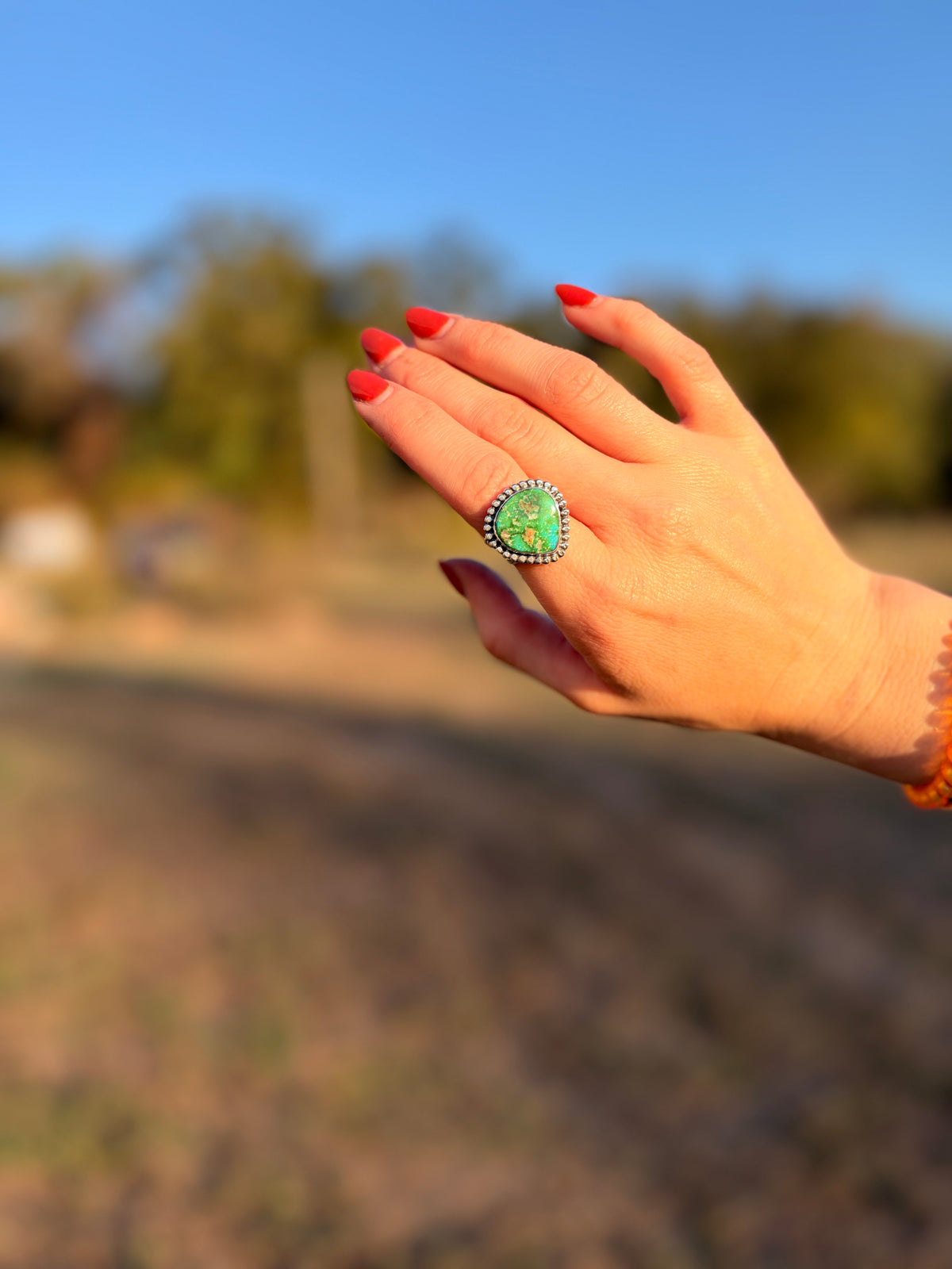 Sonoran Gold Turquoise Teardrop Ring size 7