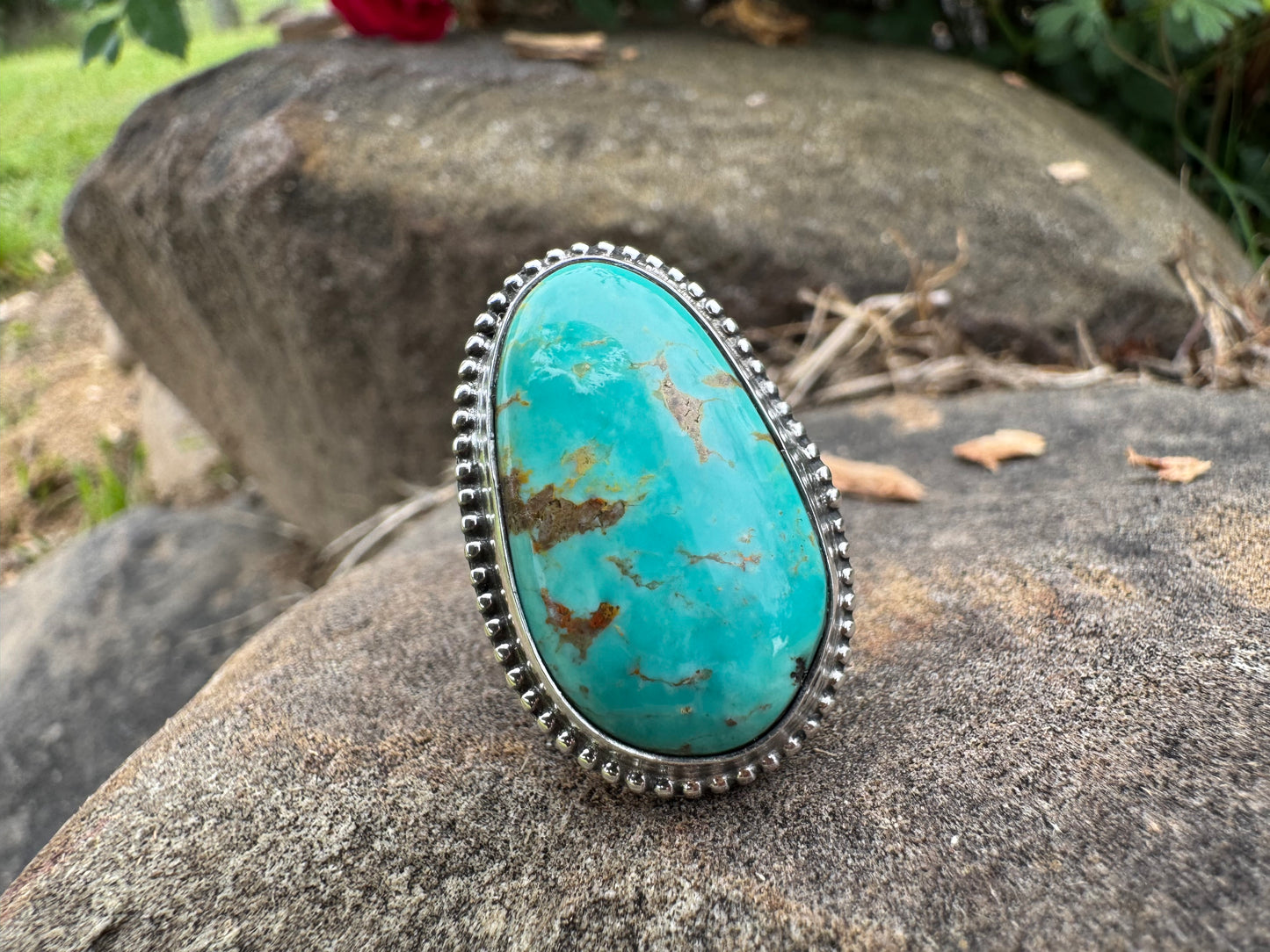 Oval Tyrone turquoise ring size 8