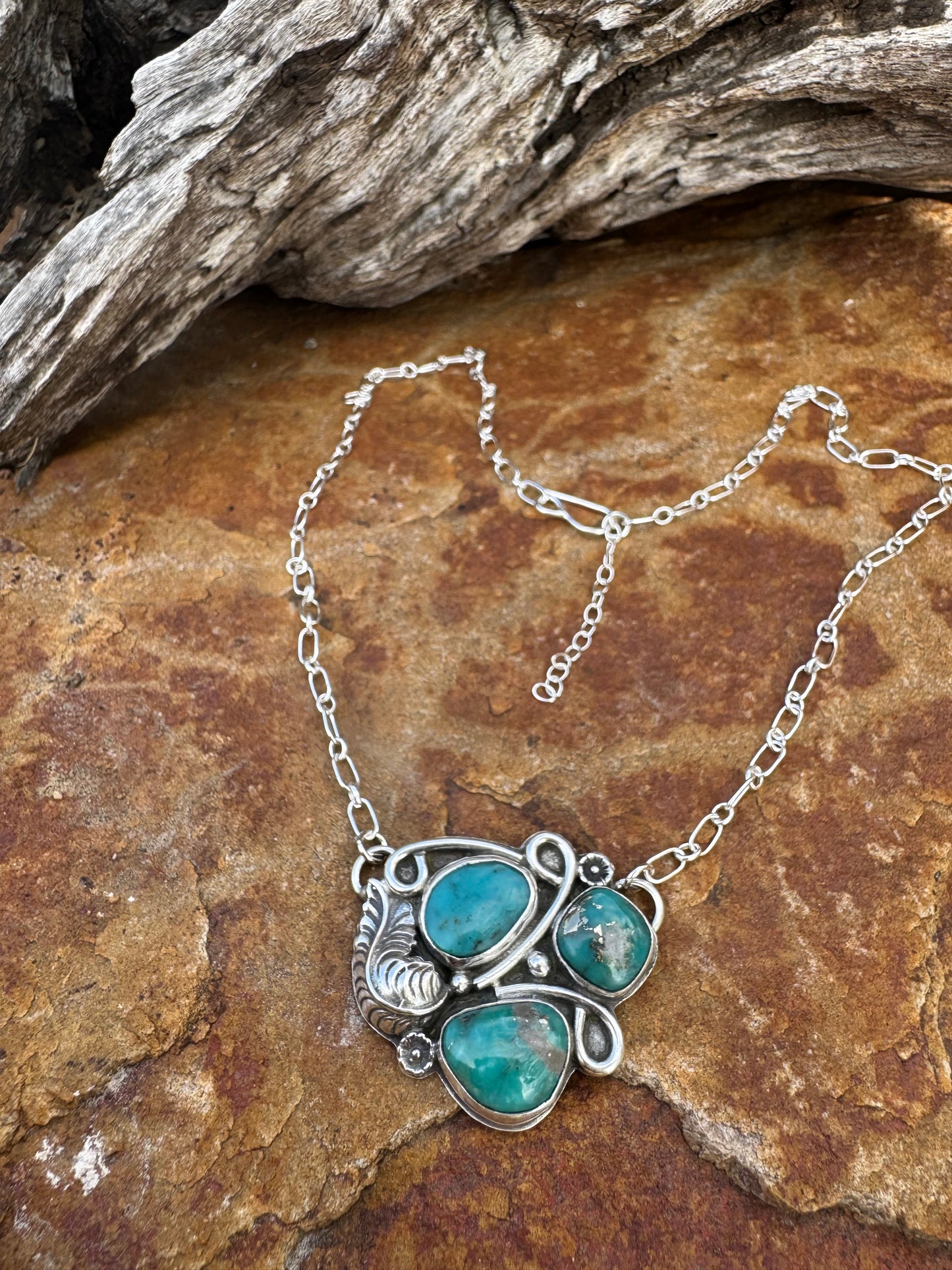 Campitos turquoise feather station necklace