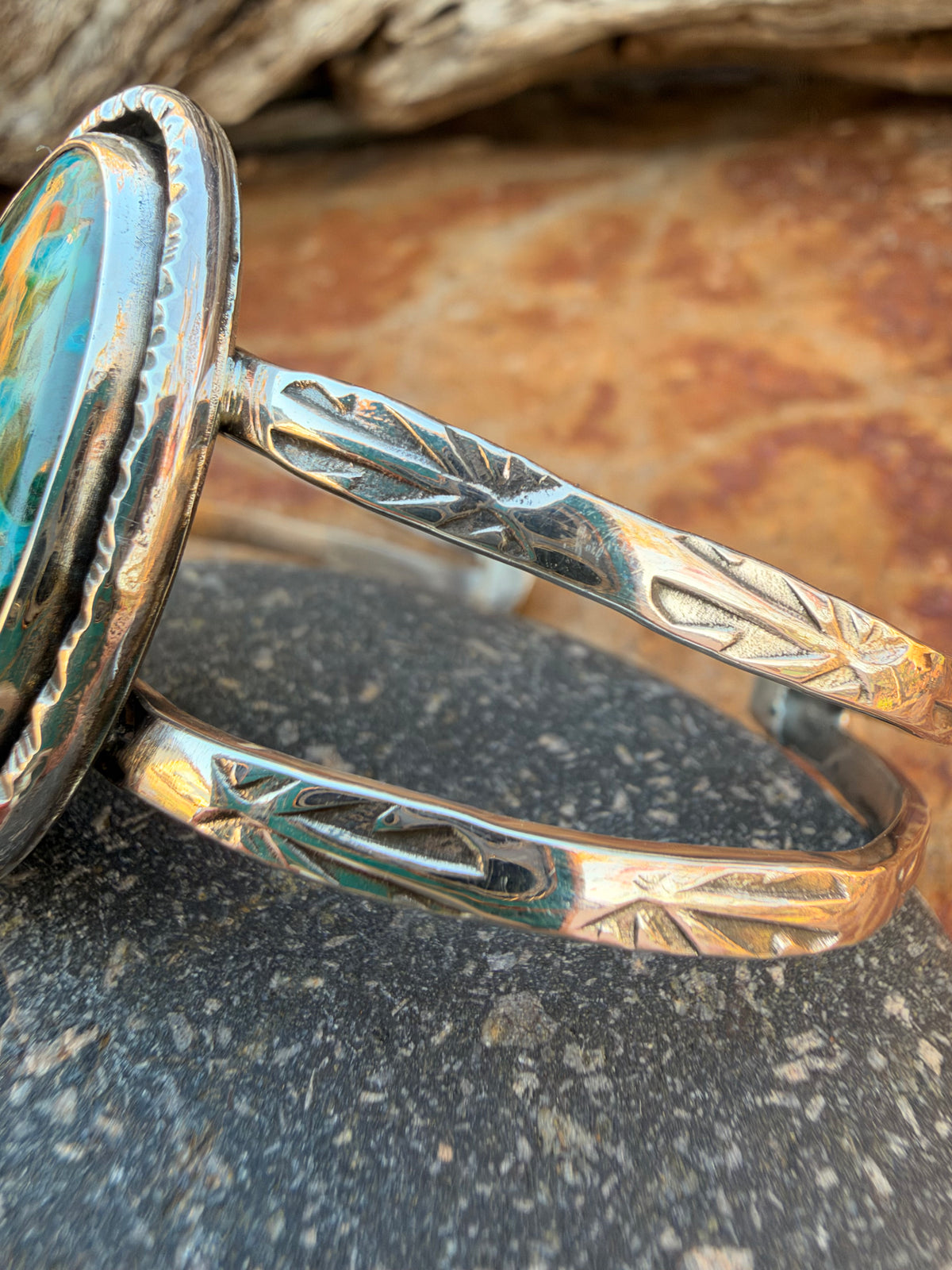 Wild Feather Malachite Chrysocolla Cuff Bracelet