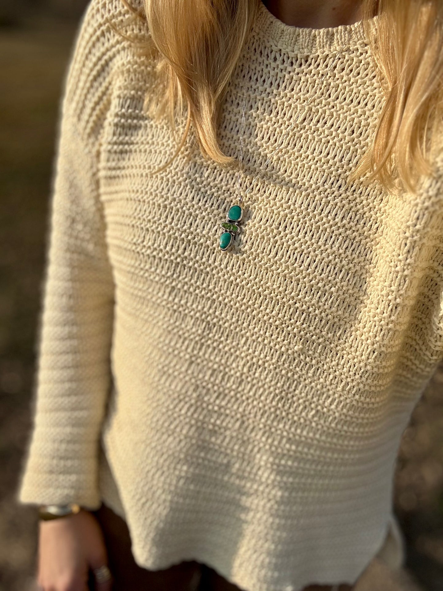 Three stone turquoise pendant