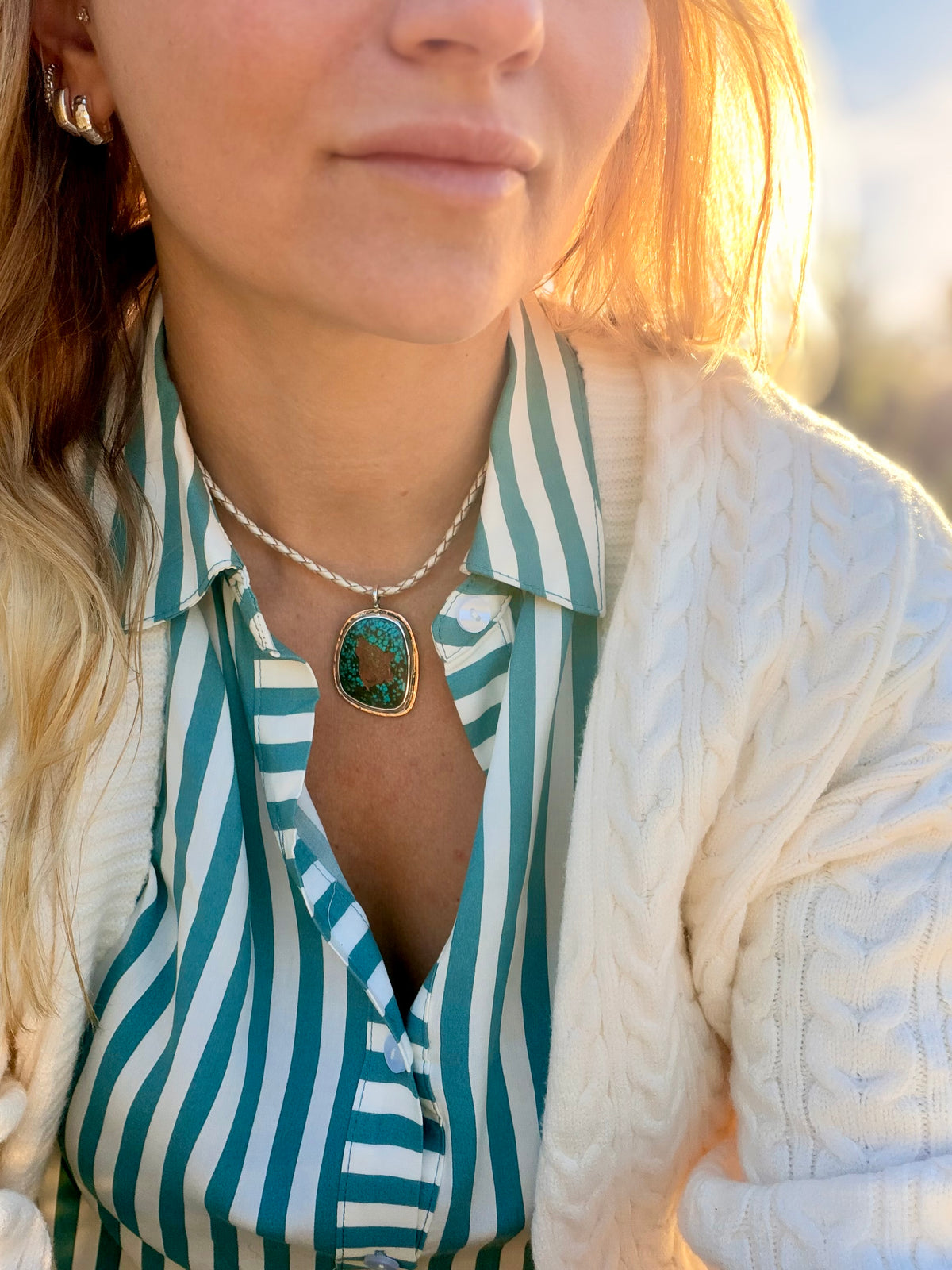 Howling Wolf Turquoise and Copper Necklace