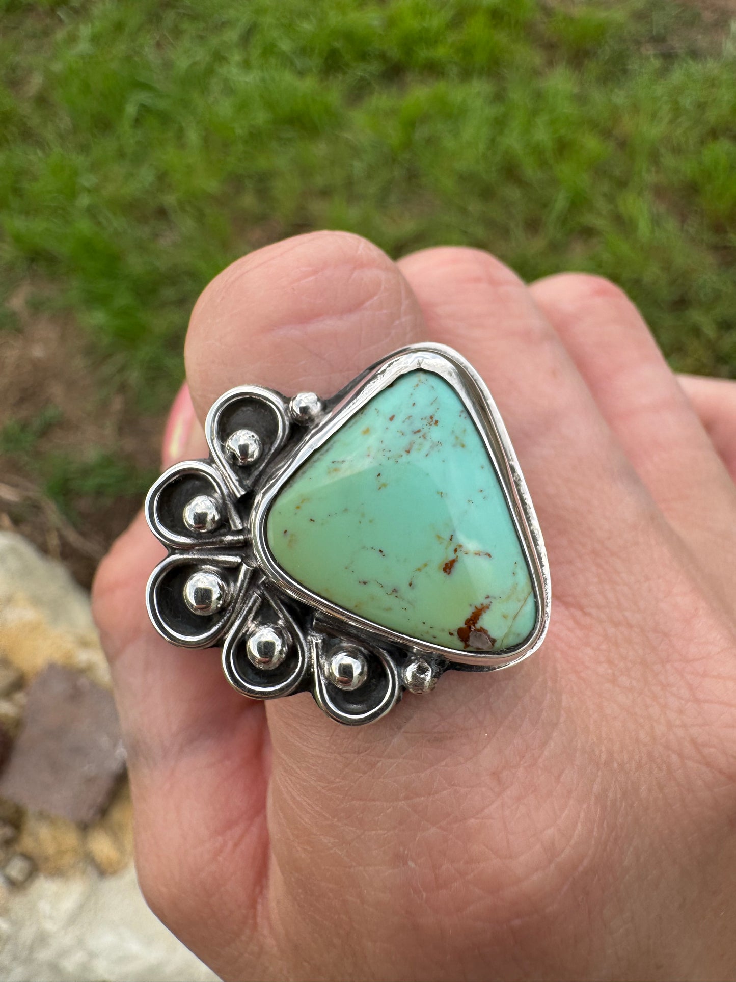 Desert Bloom Tyrone Turquoise ring size 8