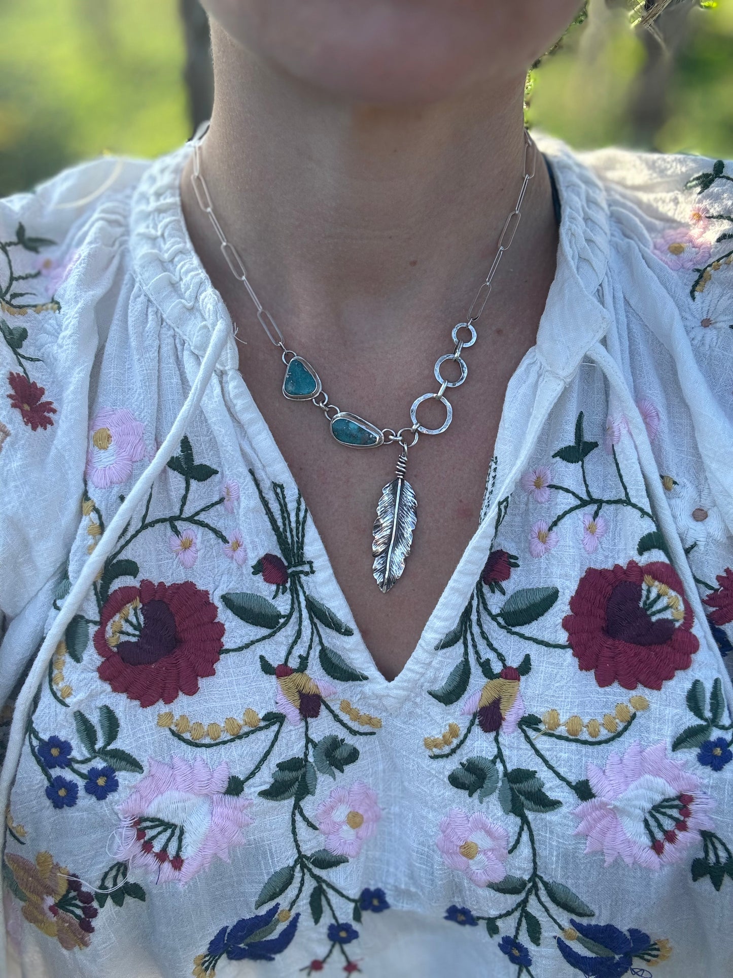 Feather and Sky Campitos Turquoise Statement Necklace