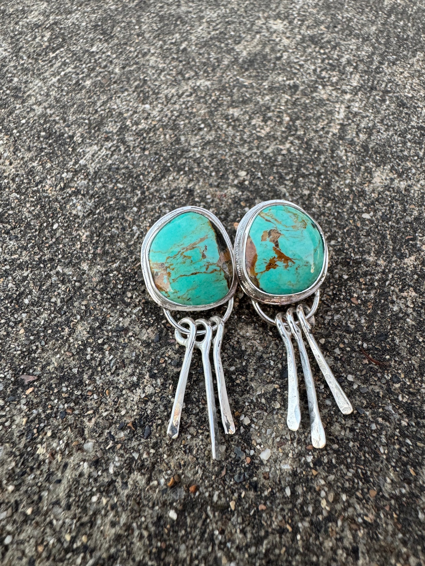 Tyrone turquoise post earrings with fringe