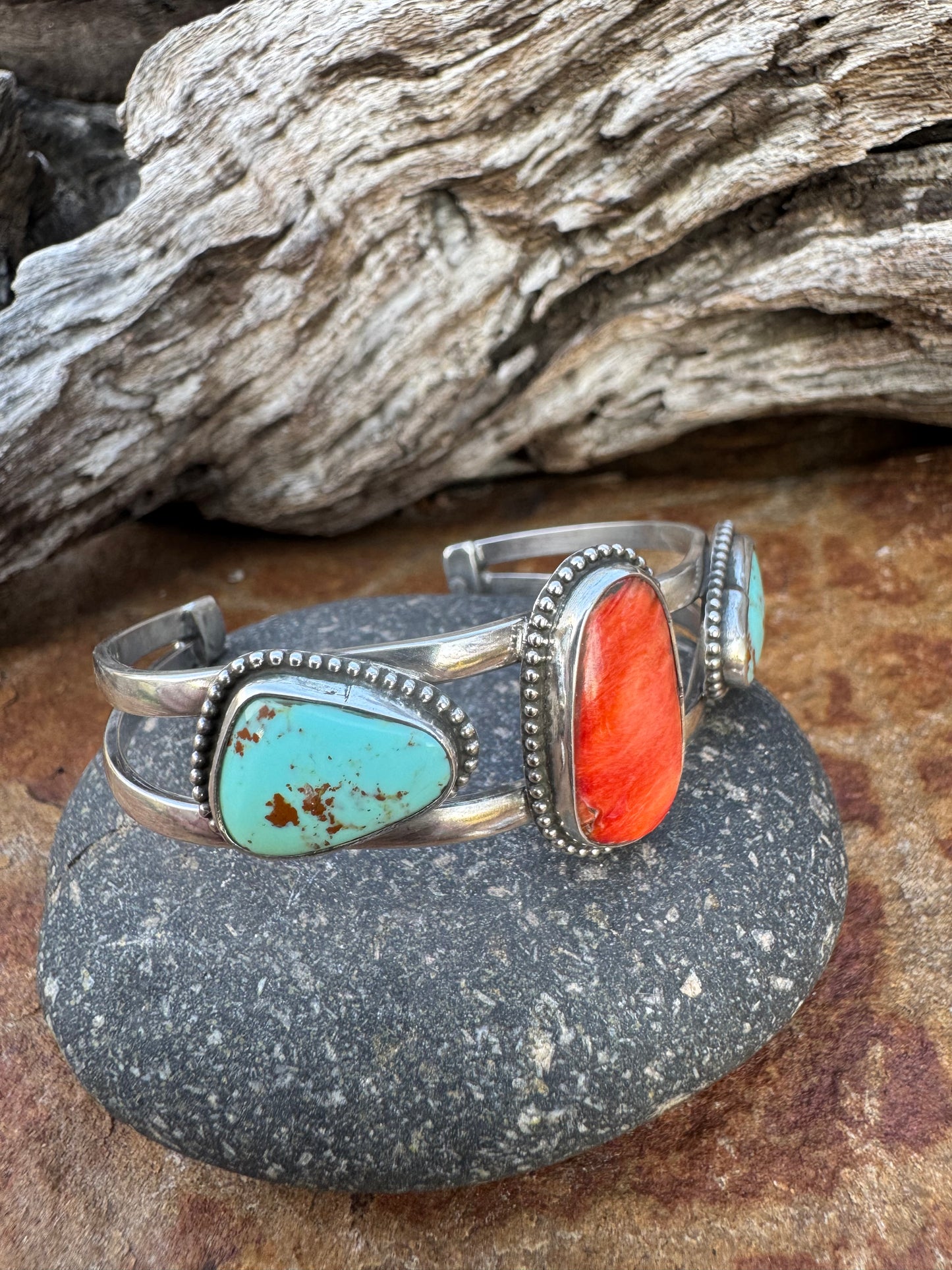 Tyrone turquoise and Spiny oyster cuff