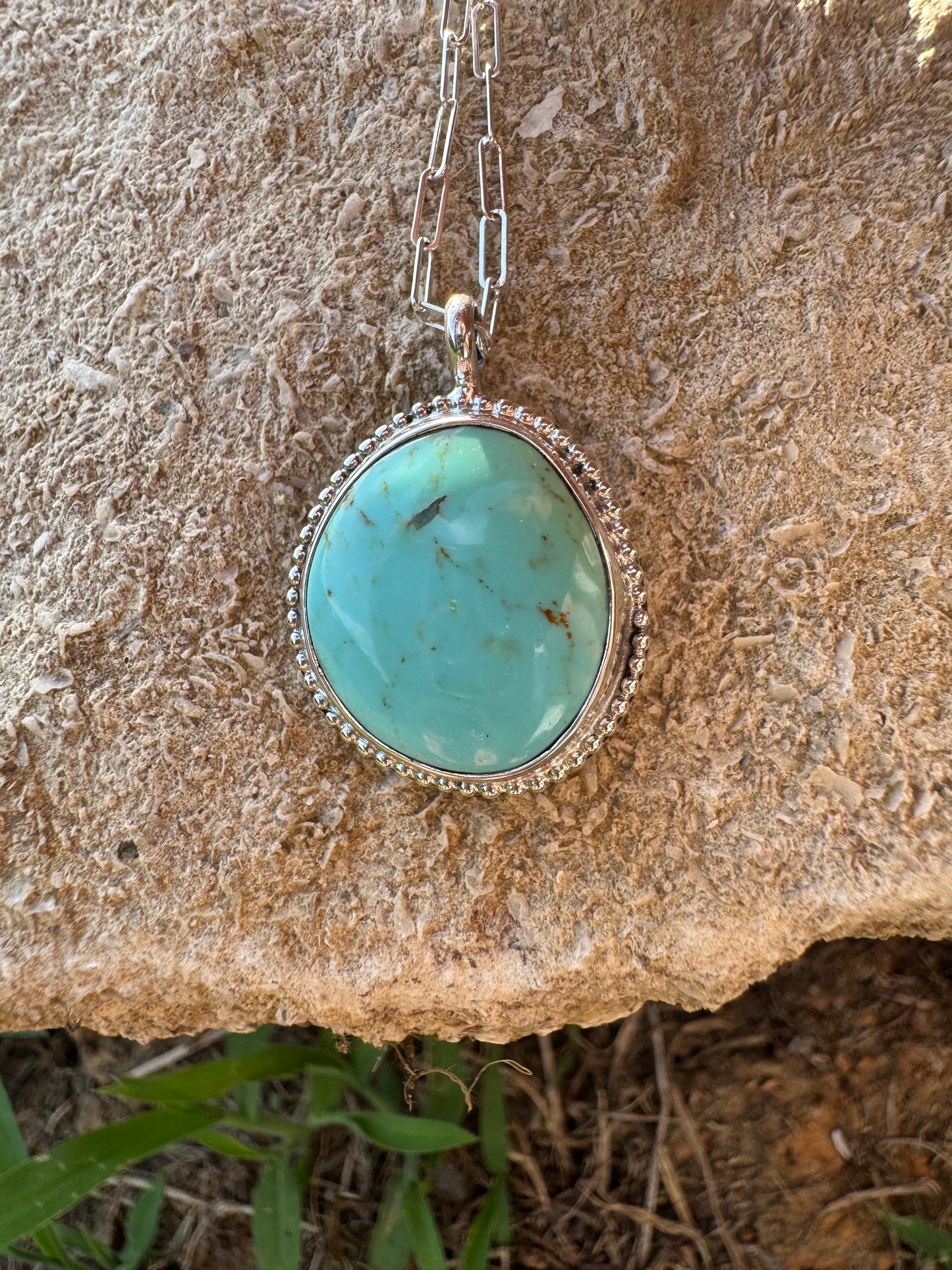 Freeform Beaded Tyrone Turquoise Necklace