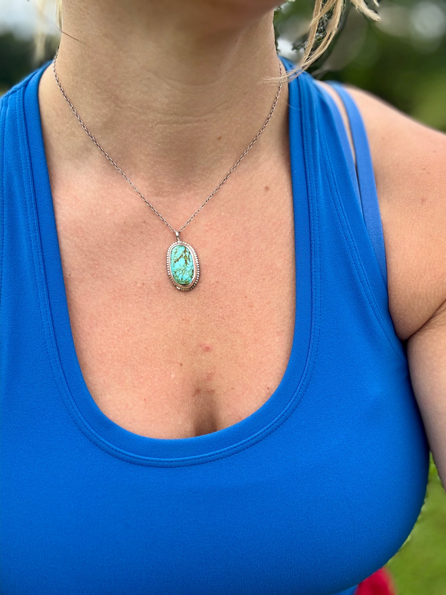 Oval Tyrone turquoise Pendant