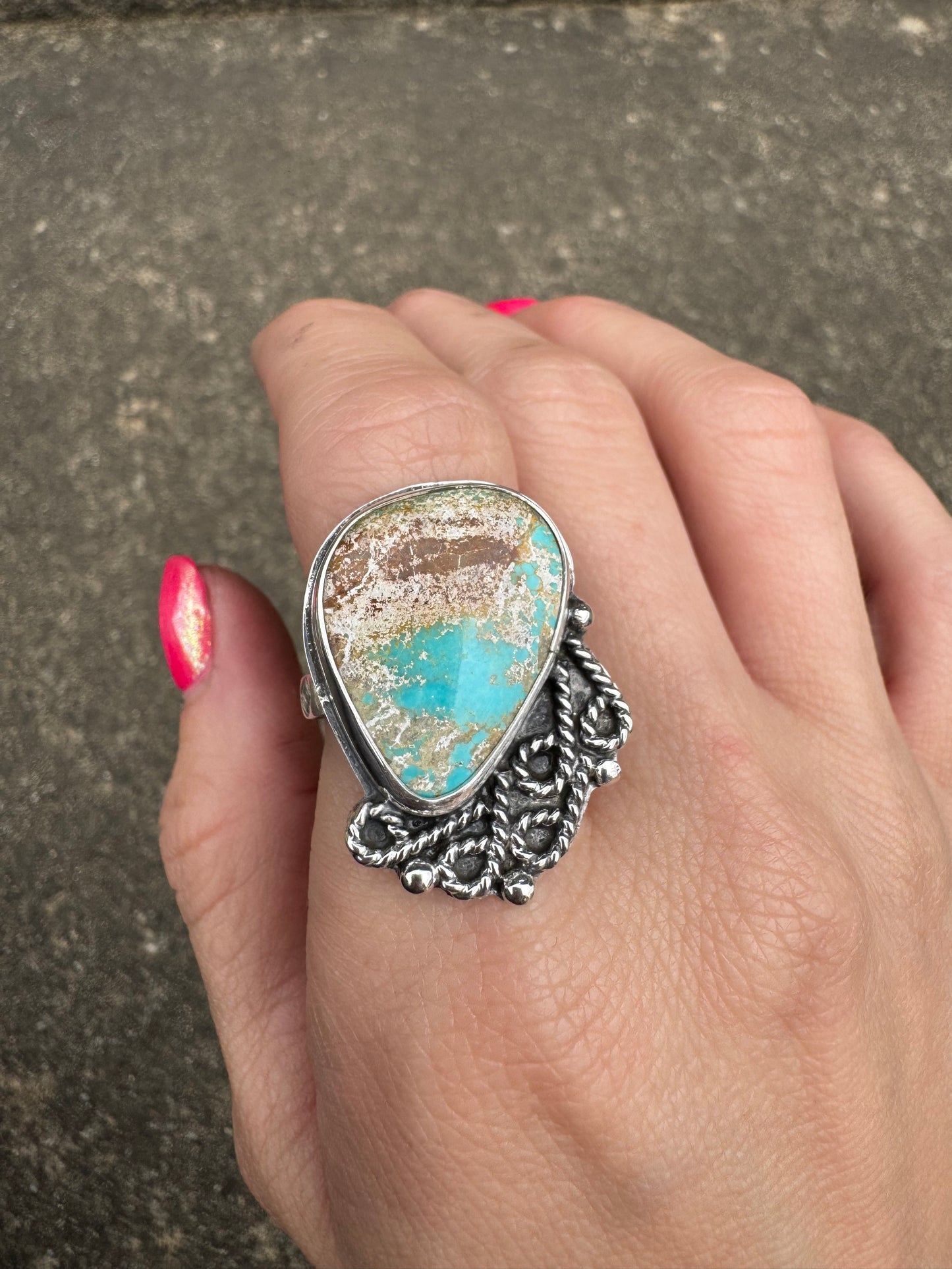 Turquoise Scroll Ring size 8