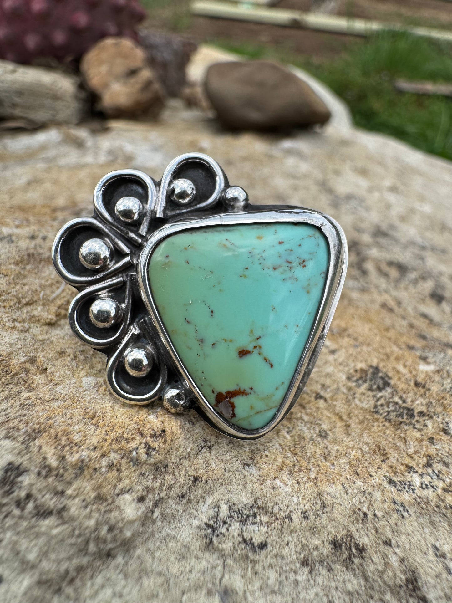 Desert Bloom Tyrone Turquoise ring size 8