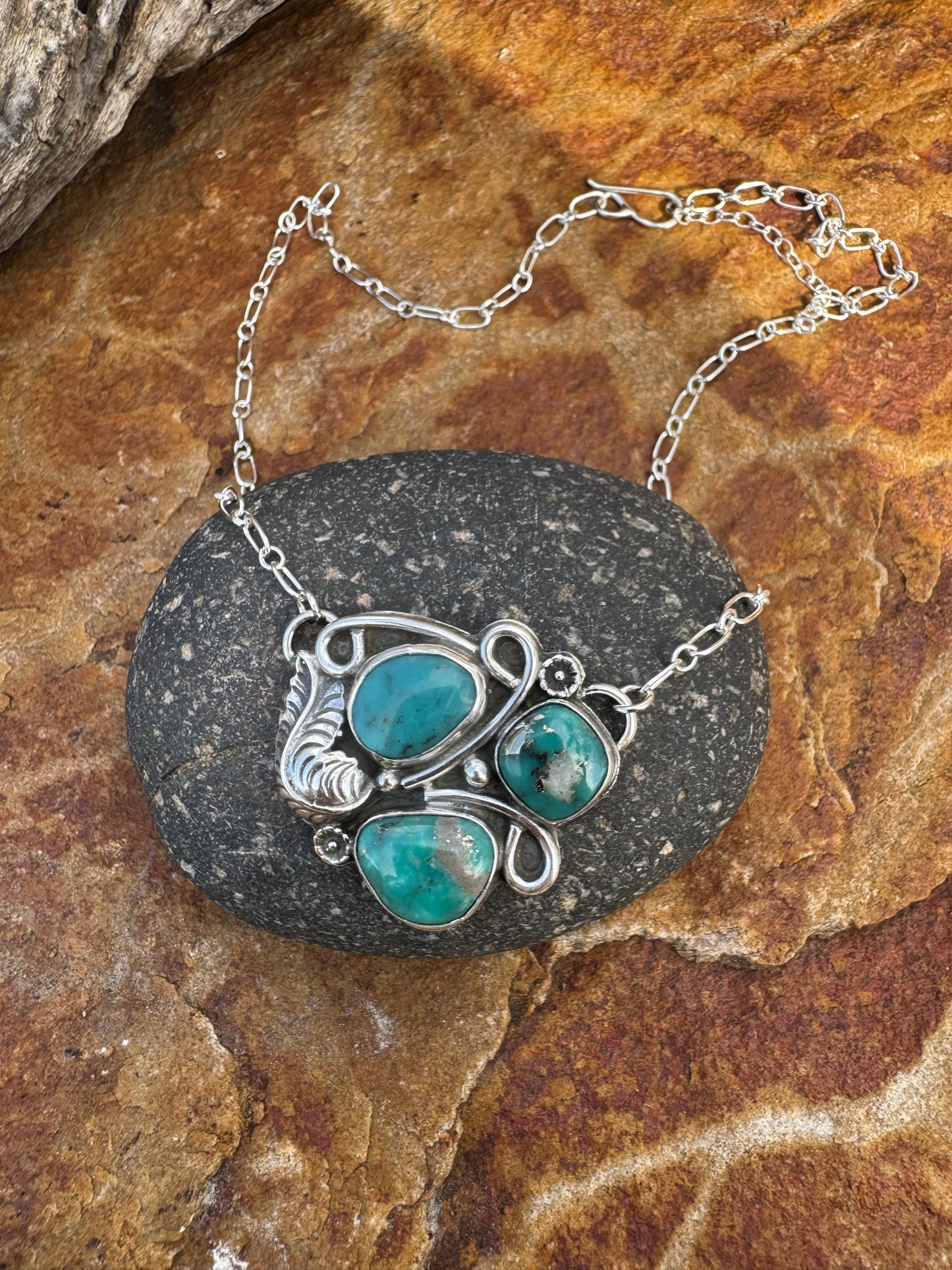 Campitos turquoise feather station necklace