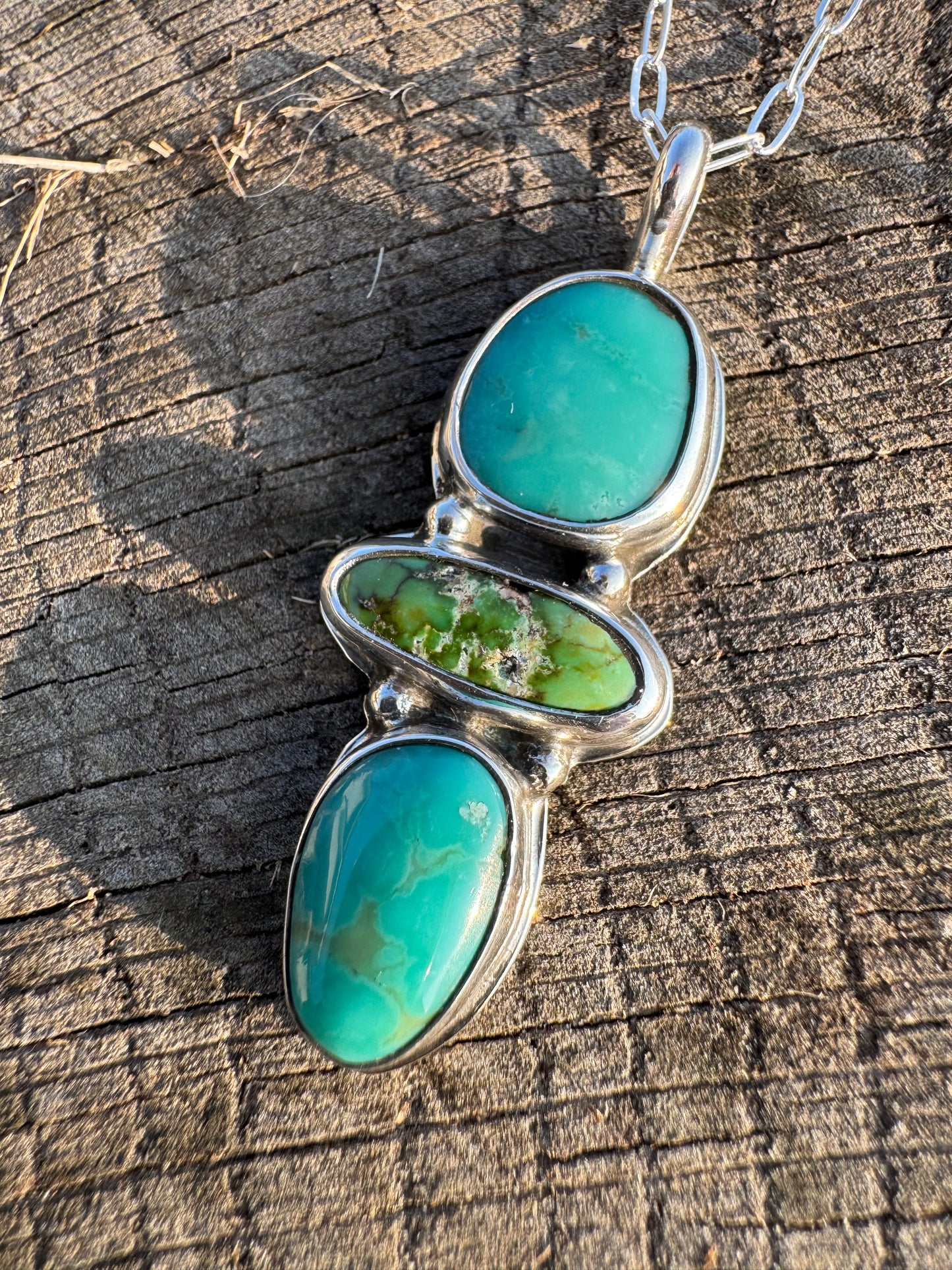 Three stone turquoise pendant