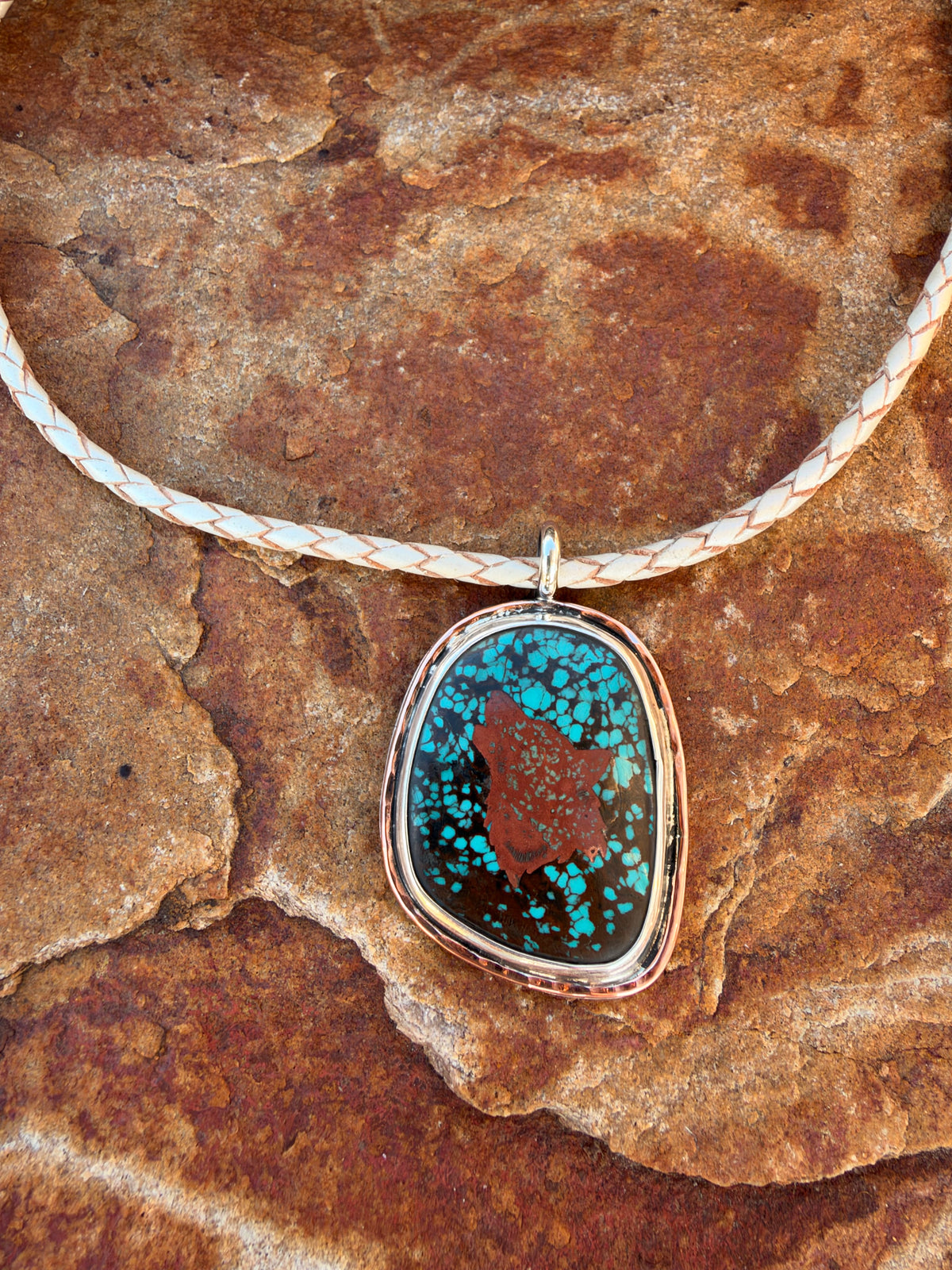 Howling Wolf Turquoise and Copper Necklace