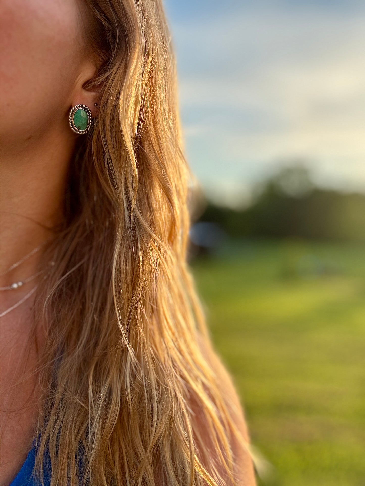 Tyrone turquoise post earrings