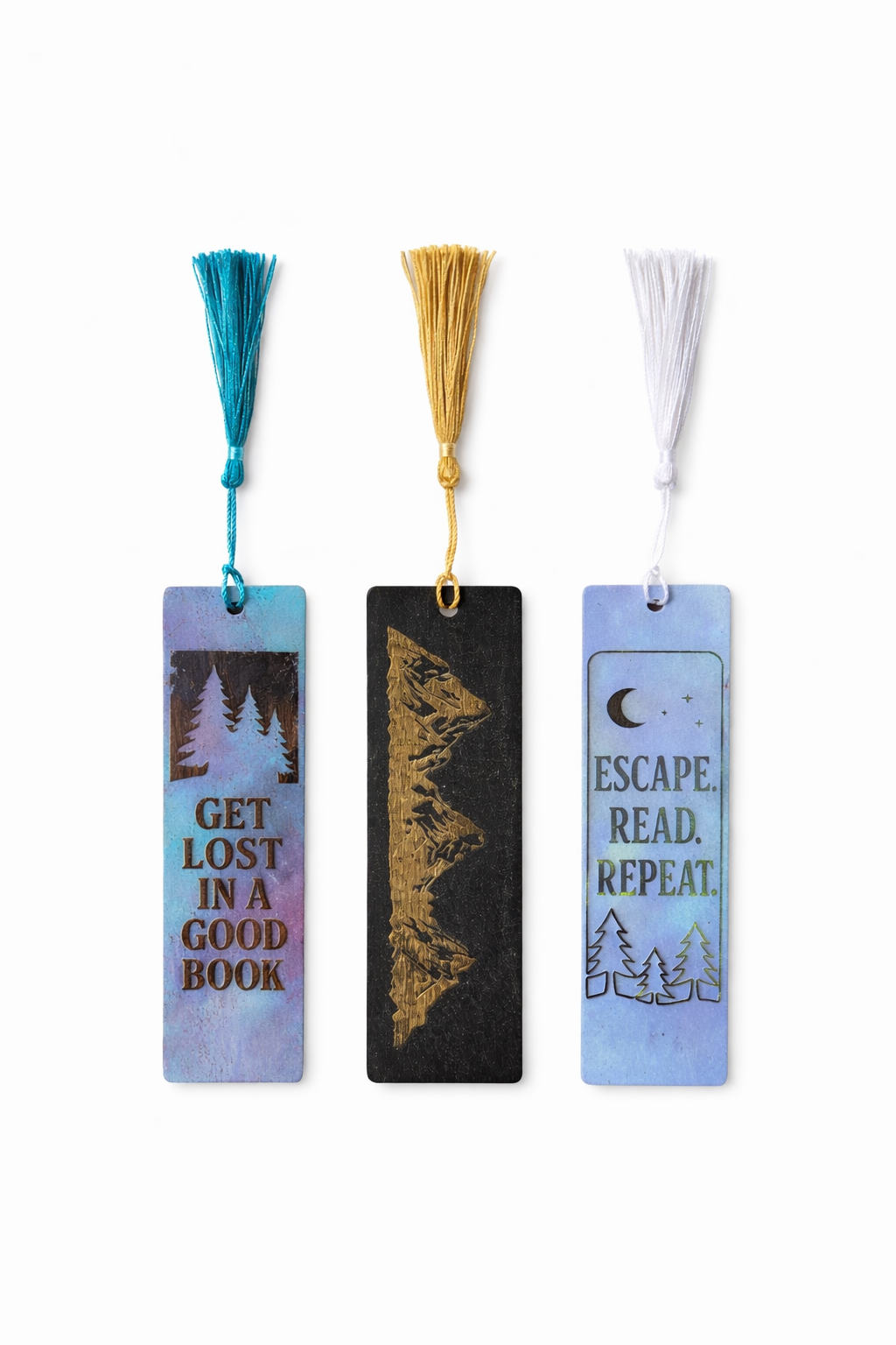 Painted and Engraved Wood Bookmarks