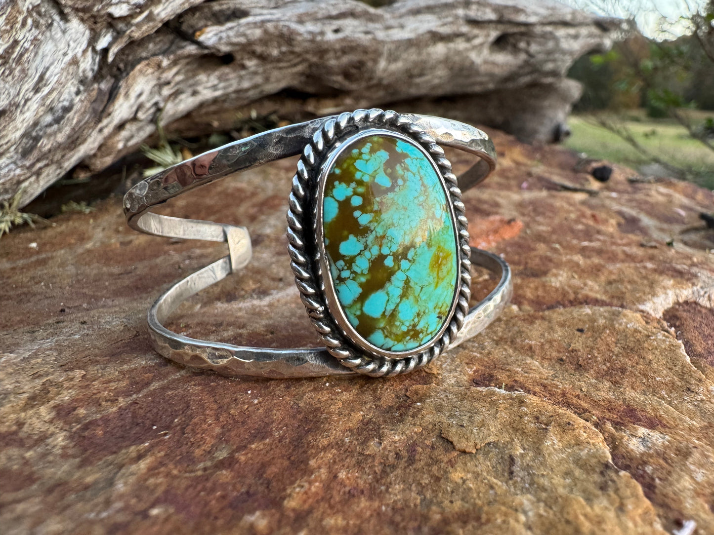 Oval Tyrone turquoise cuff bracelet