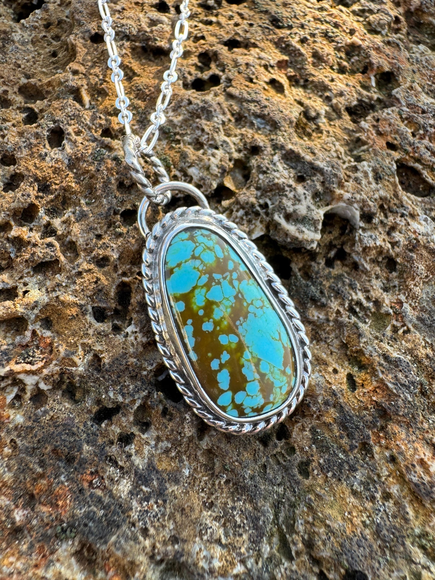 Tyrone Turquoise twisted rope necklace