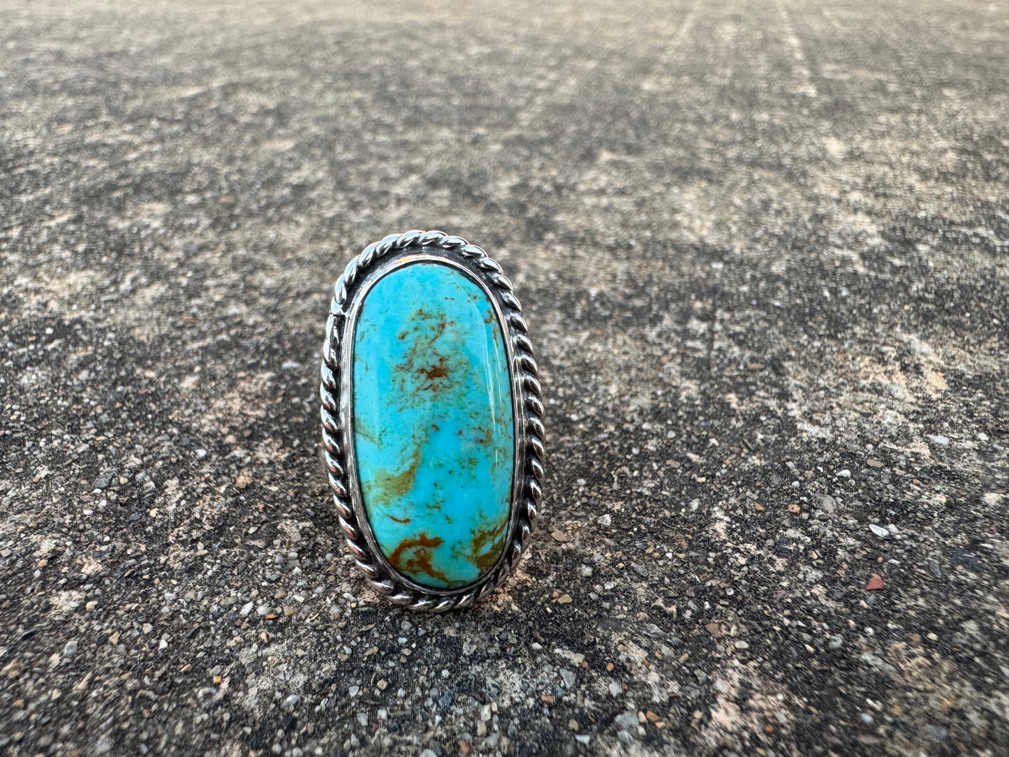 Tyrone Turquoise rope ring size 9