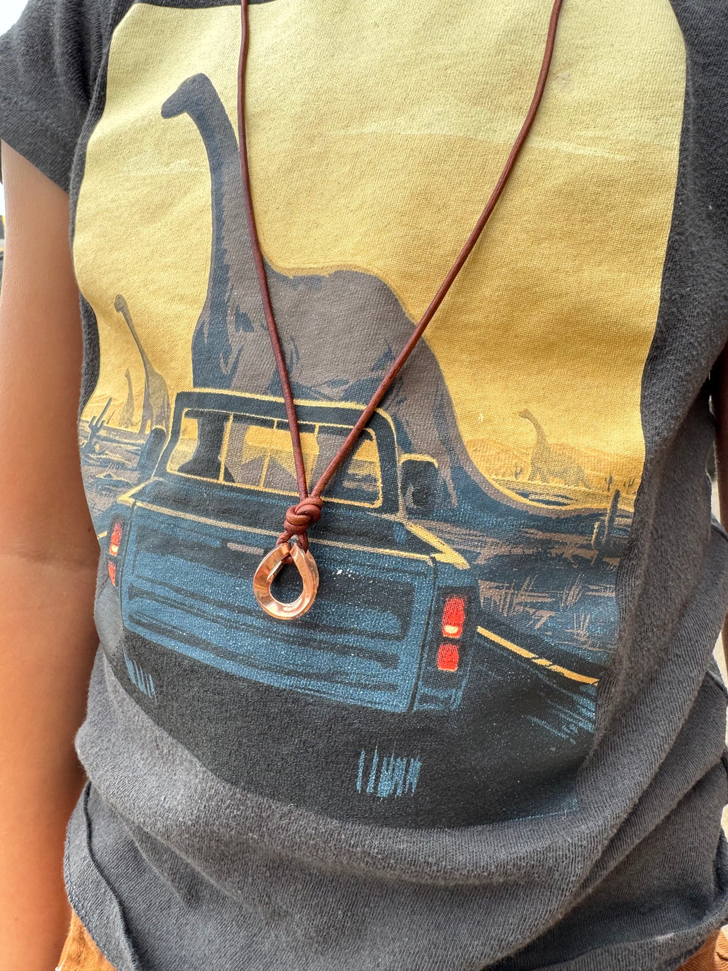 Twist copper and leather Necklace made by Logan