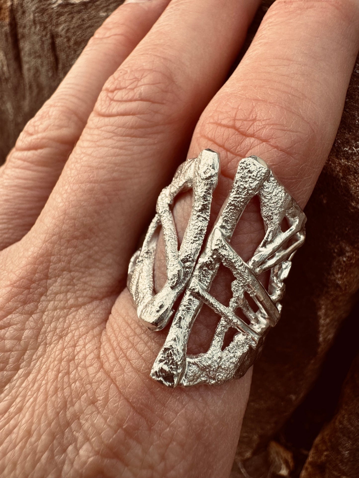 Rustic Forged Adjustable Ring size 7.5-9.5