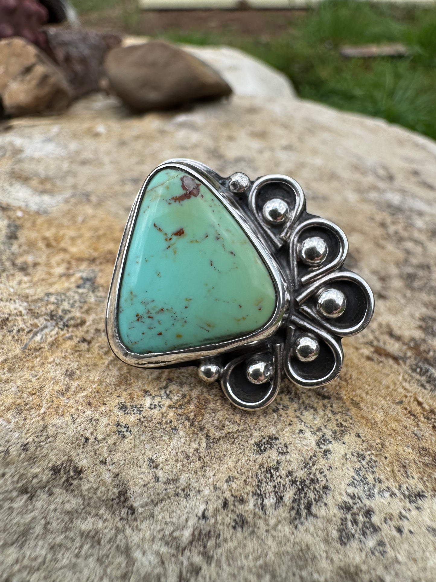 Desert Bloom Tyrone Turquoise ring size 8