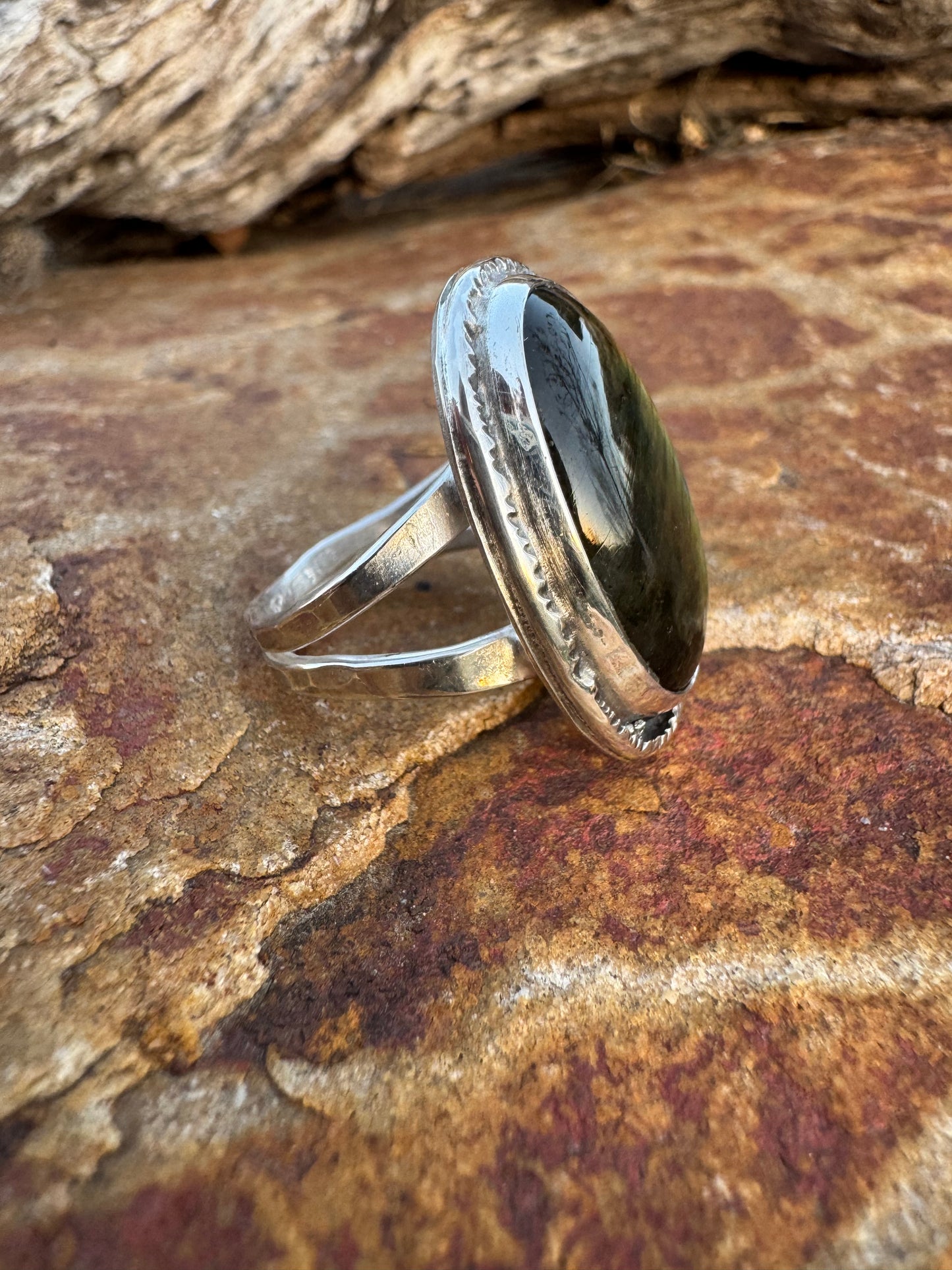 Large oval Labradorite ring size 9