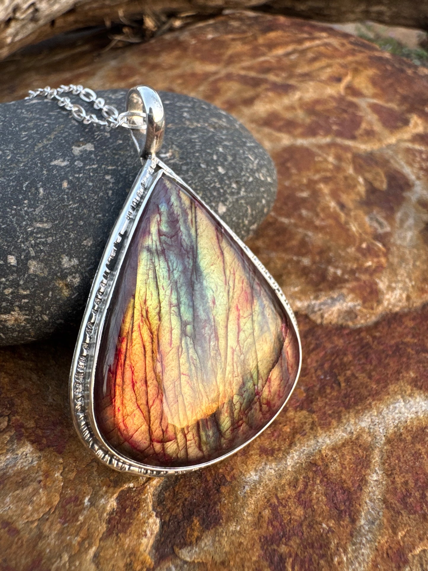 Large Teardrop Labradorite Necklace