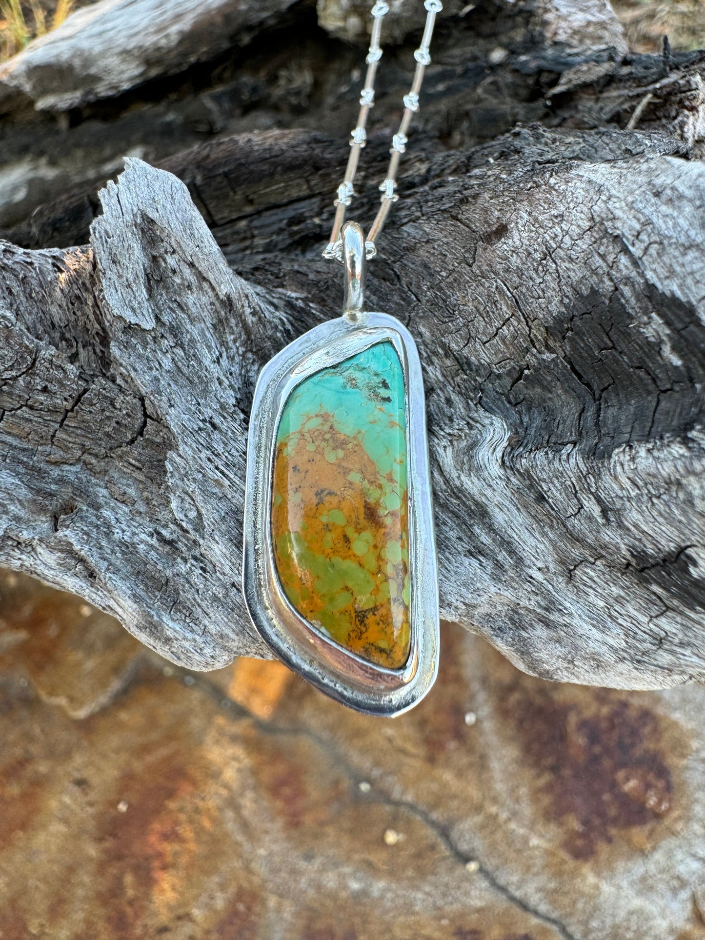 Kingman turquoise slab pendant