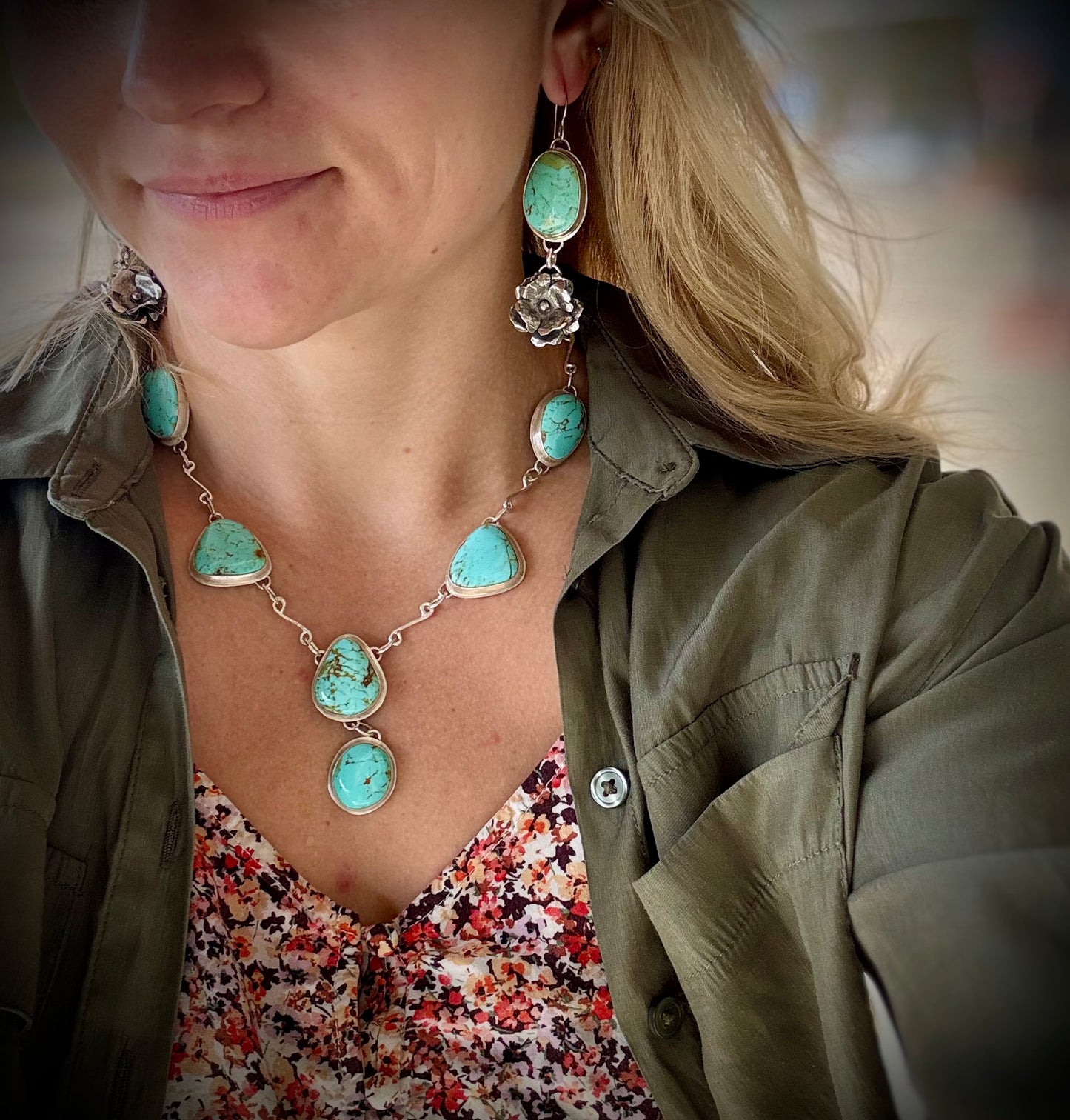 Tyrone turquoise Flower Earrings