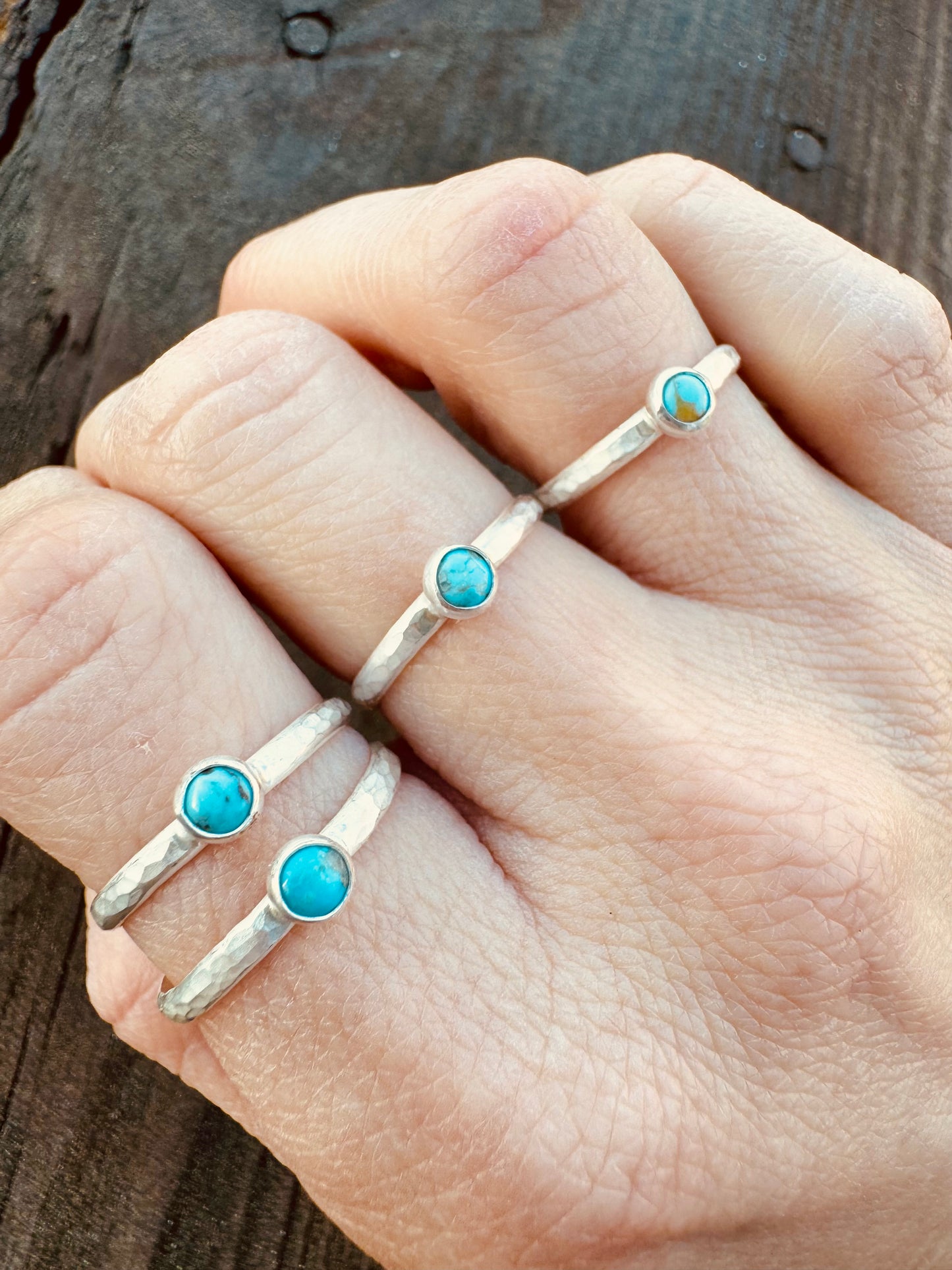 Hammered Stacker turquoise ring