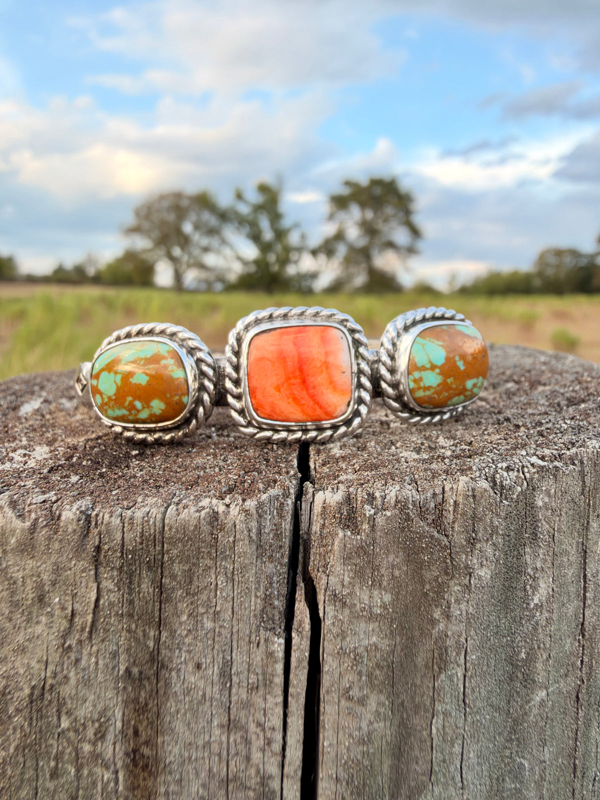 Tyrone turquoise and Spiny Oyster Cuff Bracelet