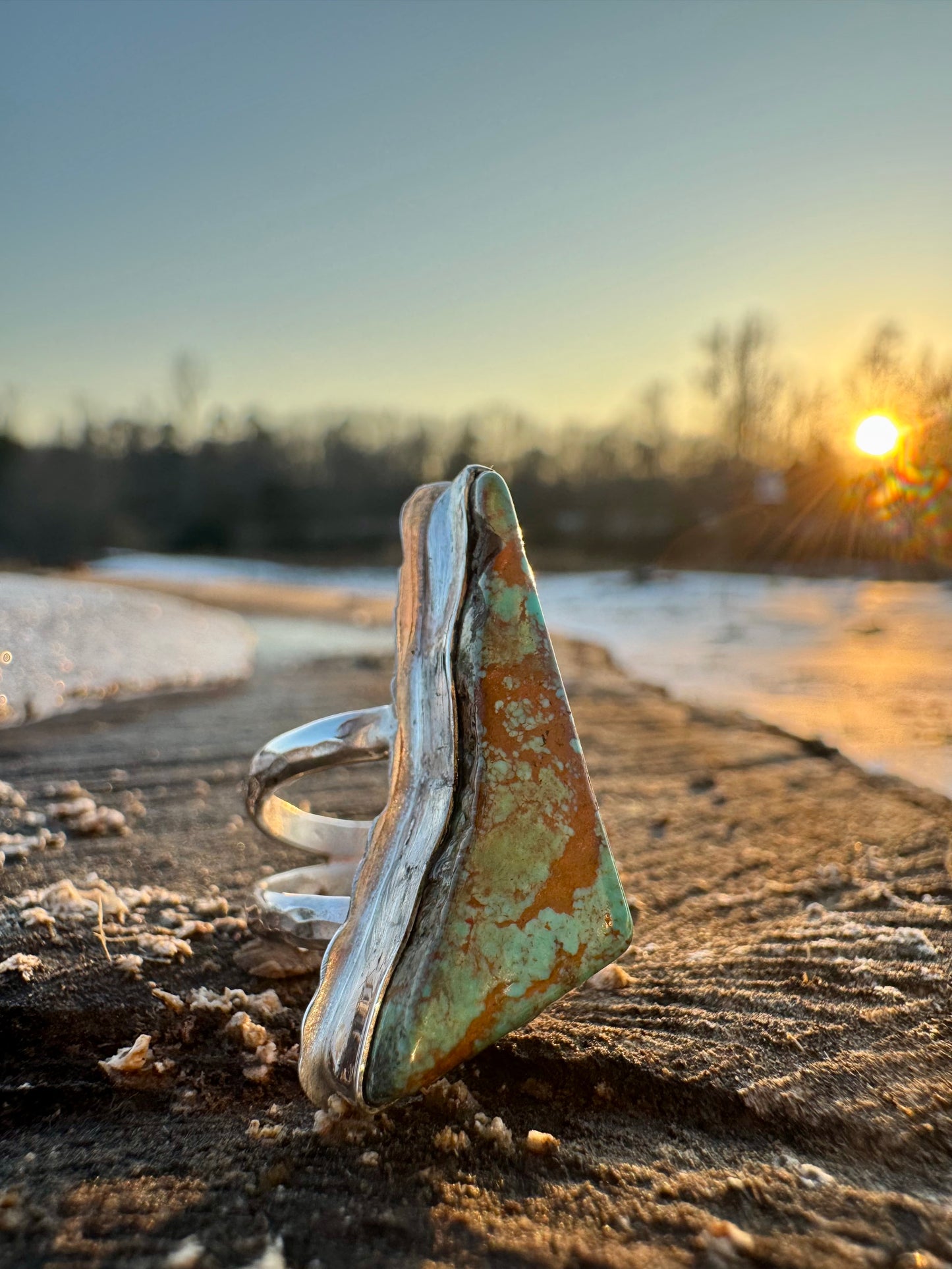 Freeform Kingman turquoise Ring size 7