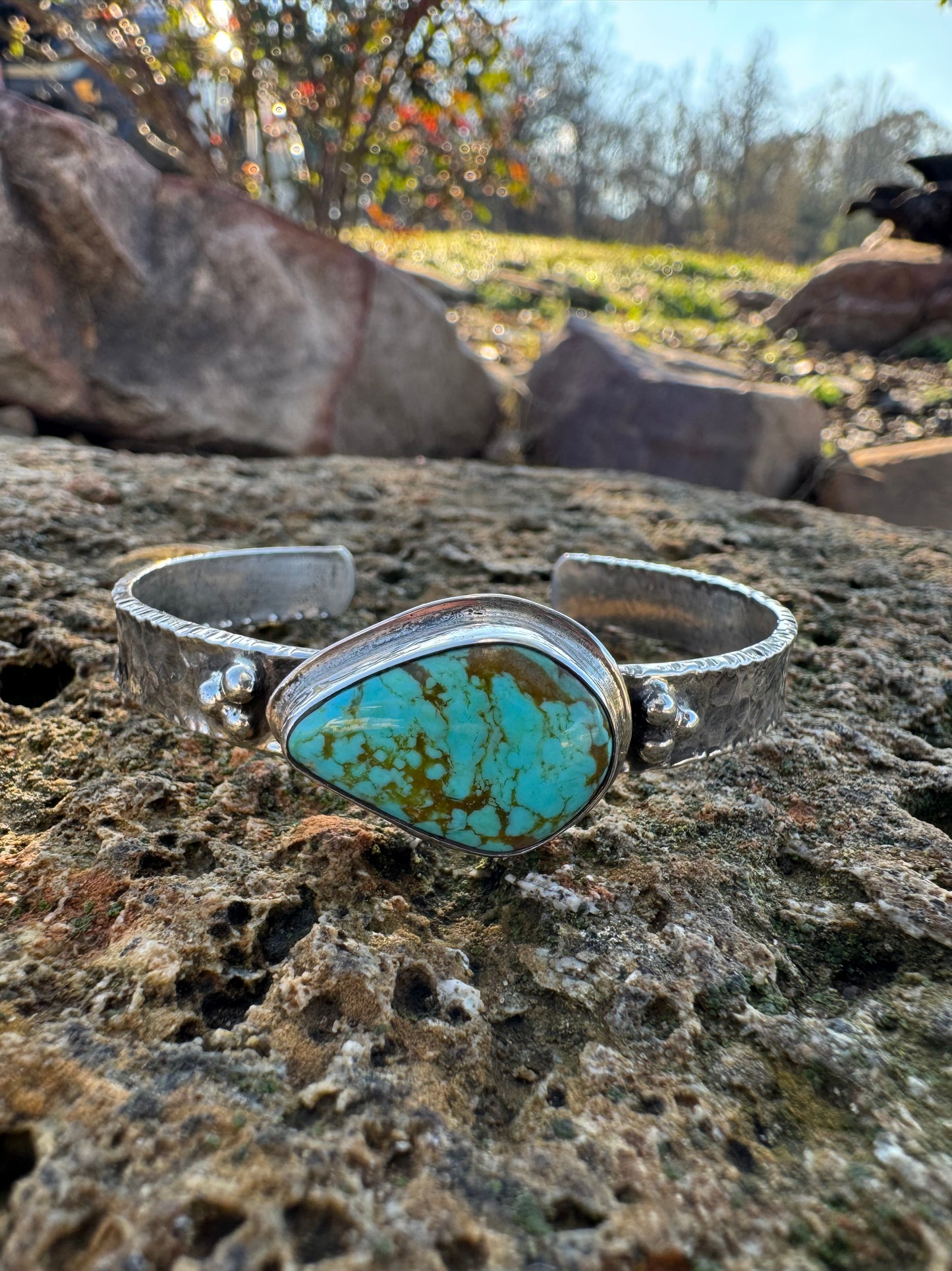 Tyrone turquoise hammered cuff