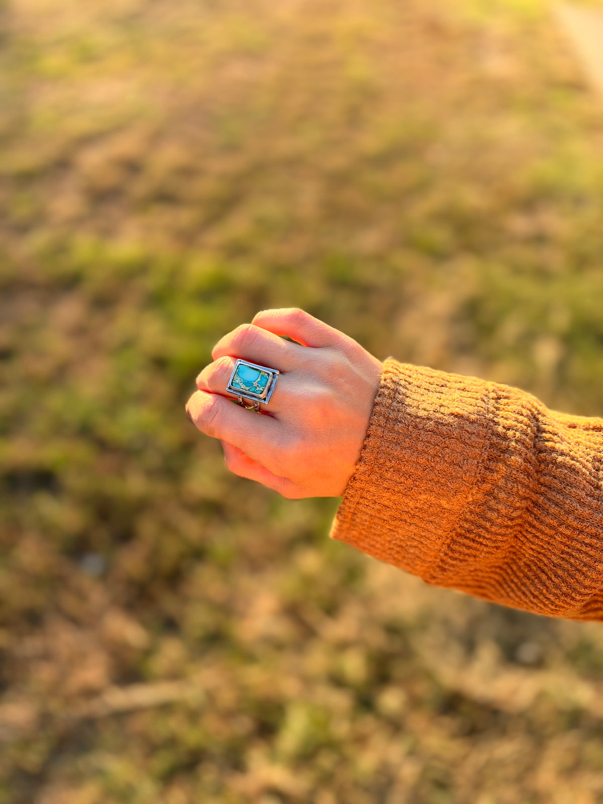 Rectangle Sonoran Gold Statement Ring size 9
