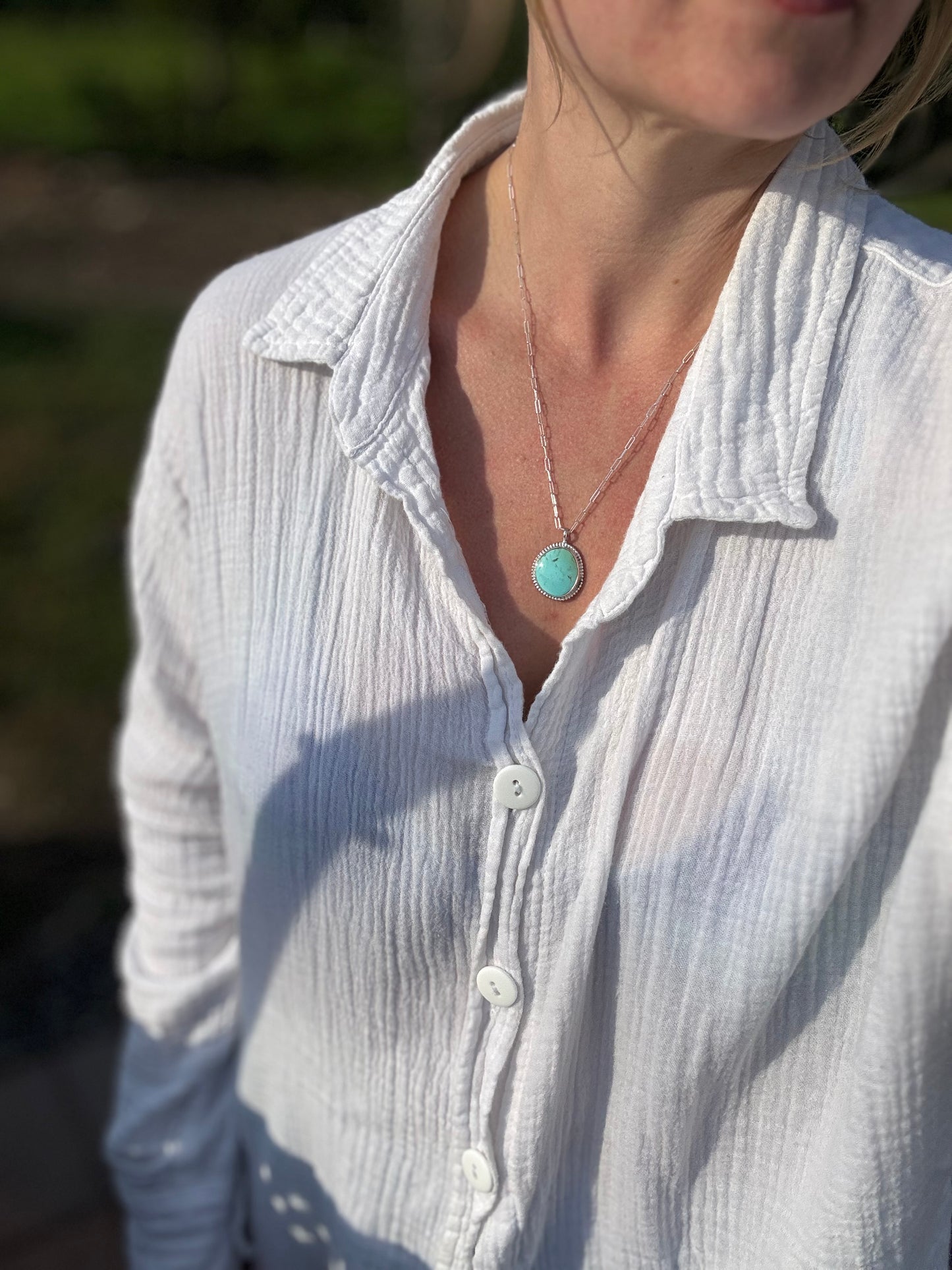 Freeform Beaded Tyrone Turquoise Necklace