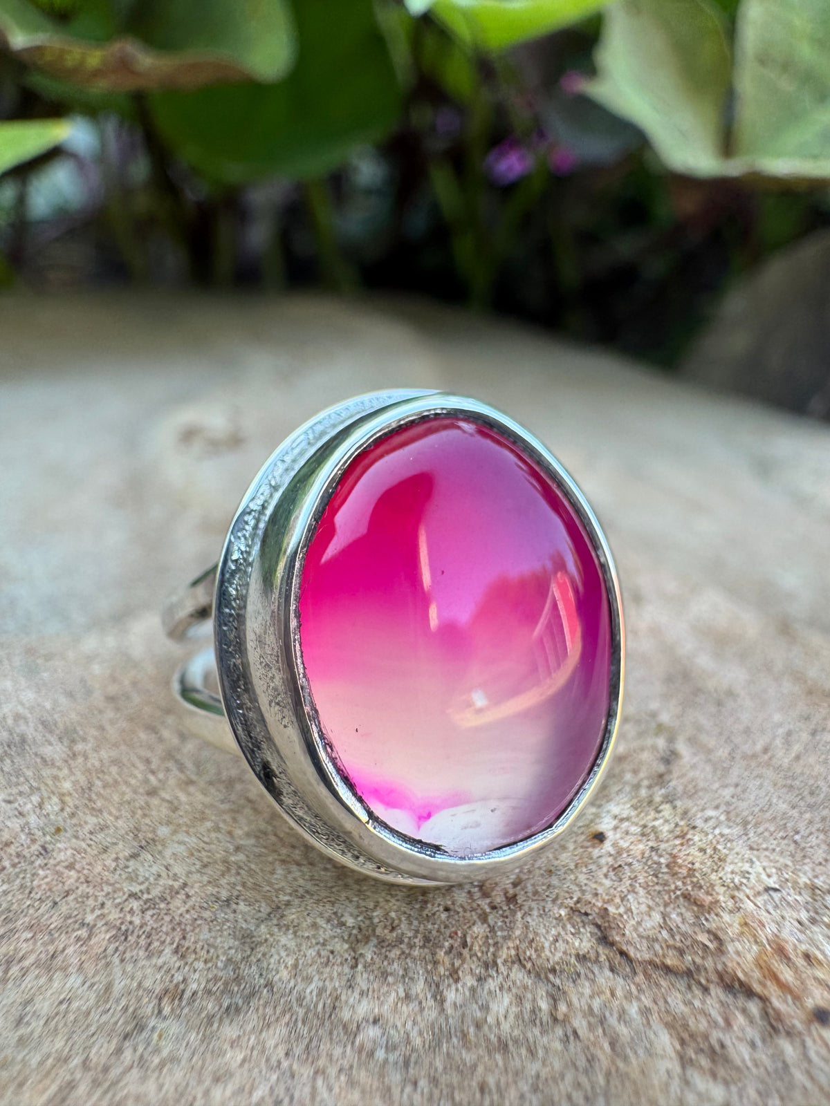 Pink Agate Glow Ring size 9
