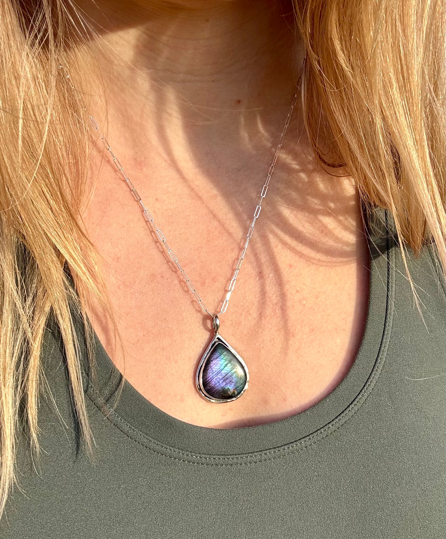 Purple Labradorite Teardrop Pendant