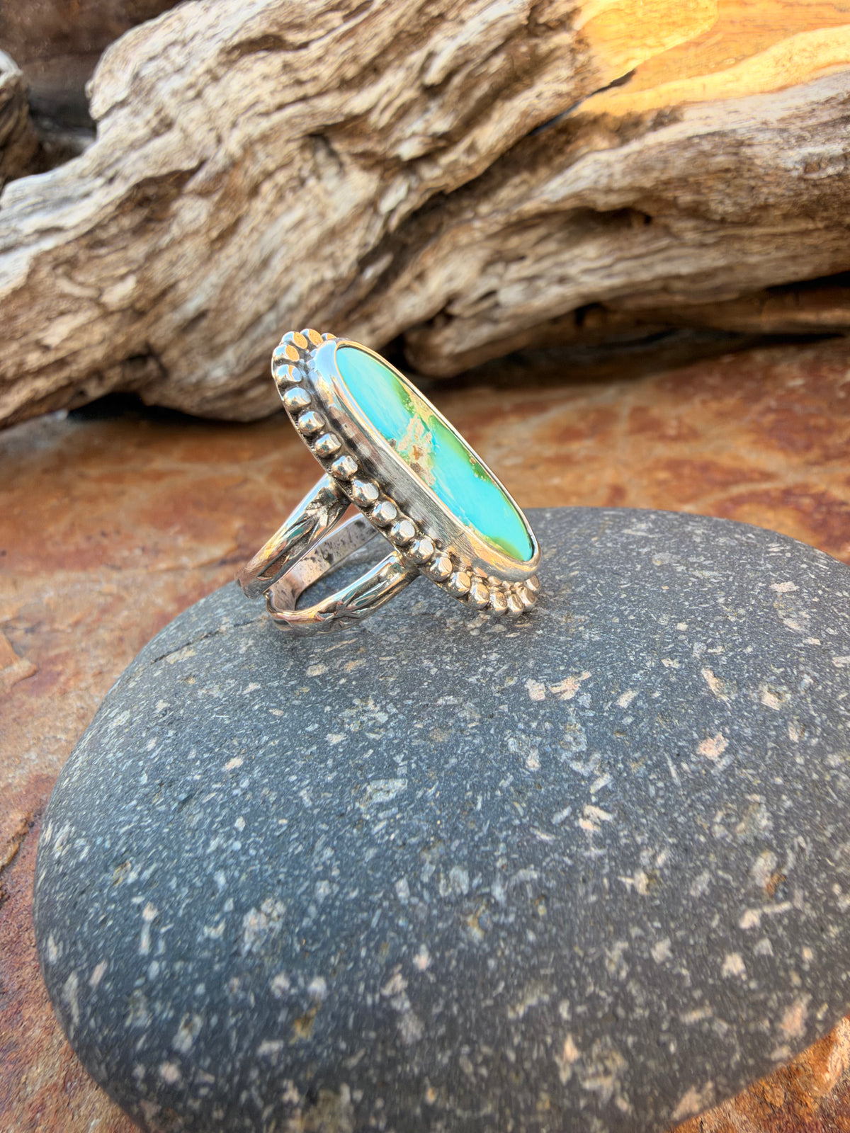 Light Blue Sonoran Gold Turquoise Ring size 6