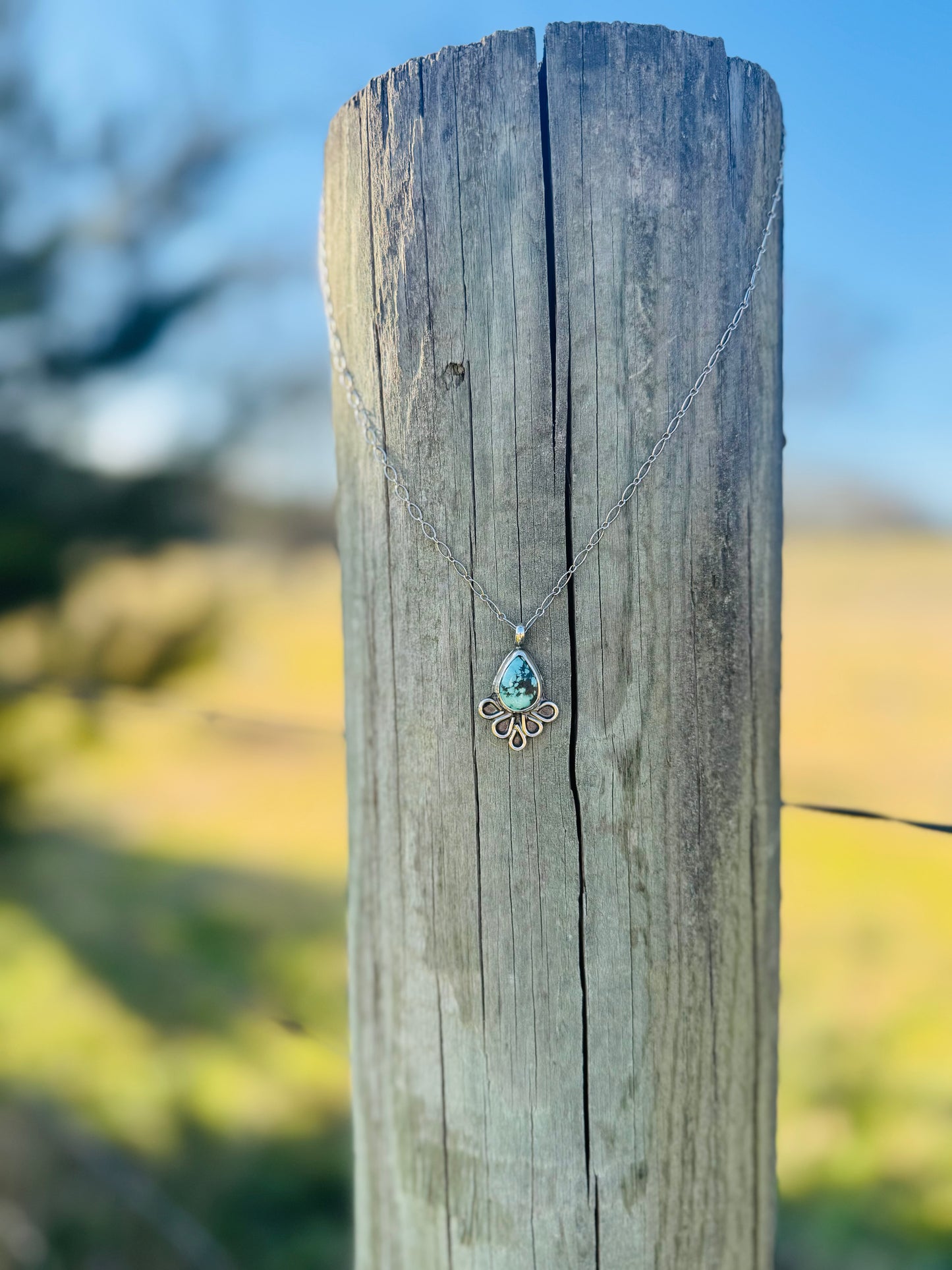 Dainty Tear Drop Turquoise Necklace