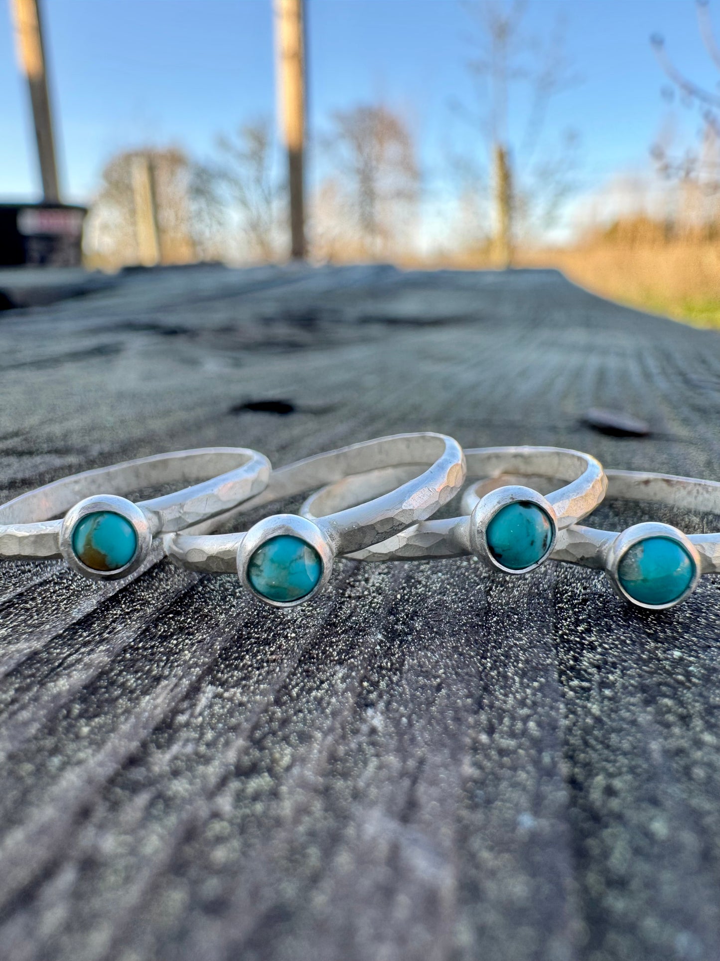 Hammered Stacker turquoise ring