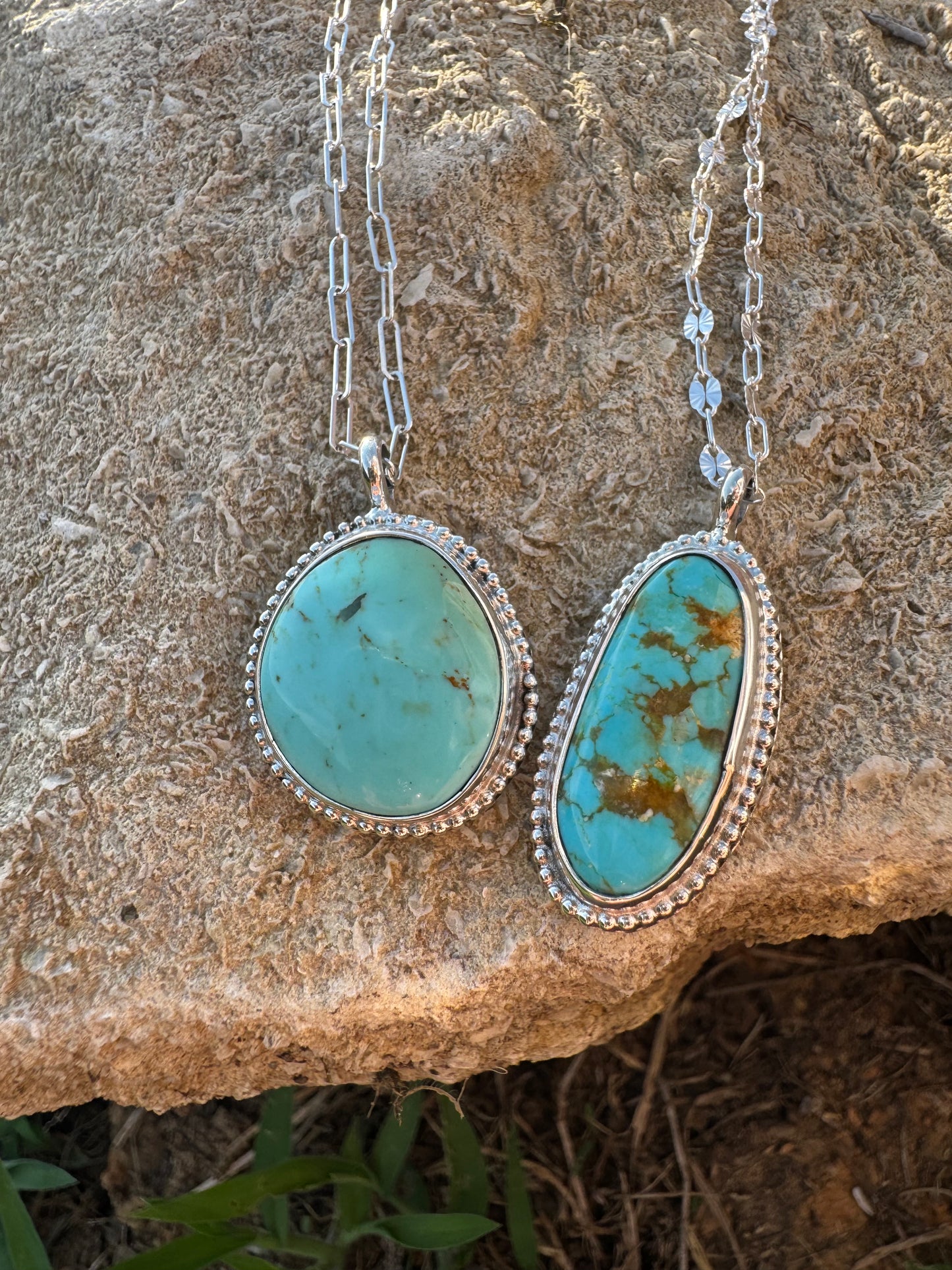 Freeform Beaded Tyrone Turquoise Necklace