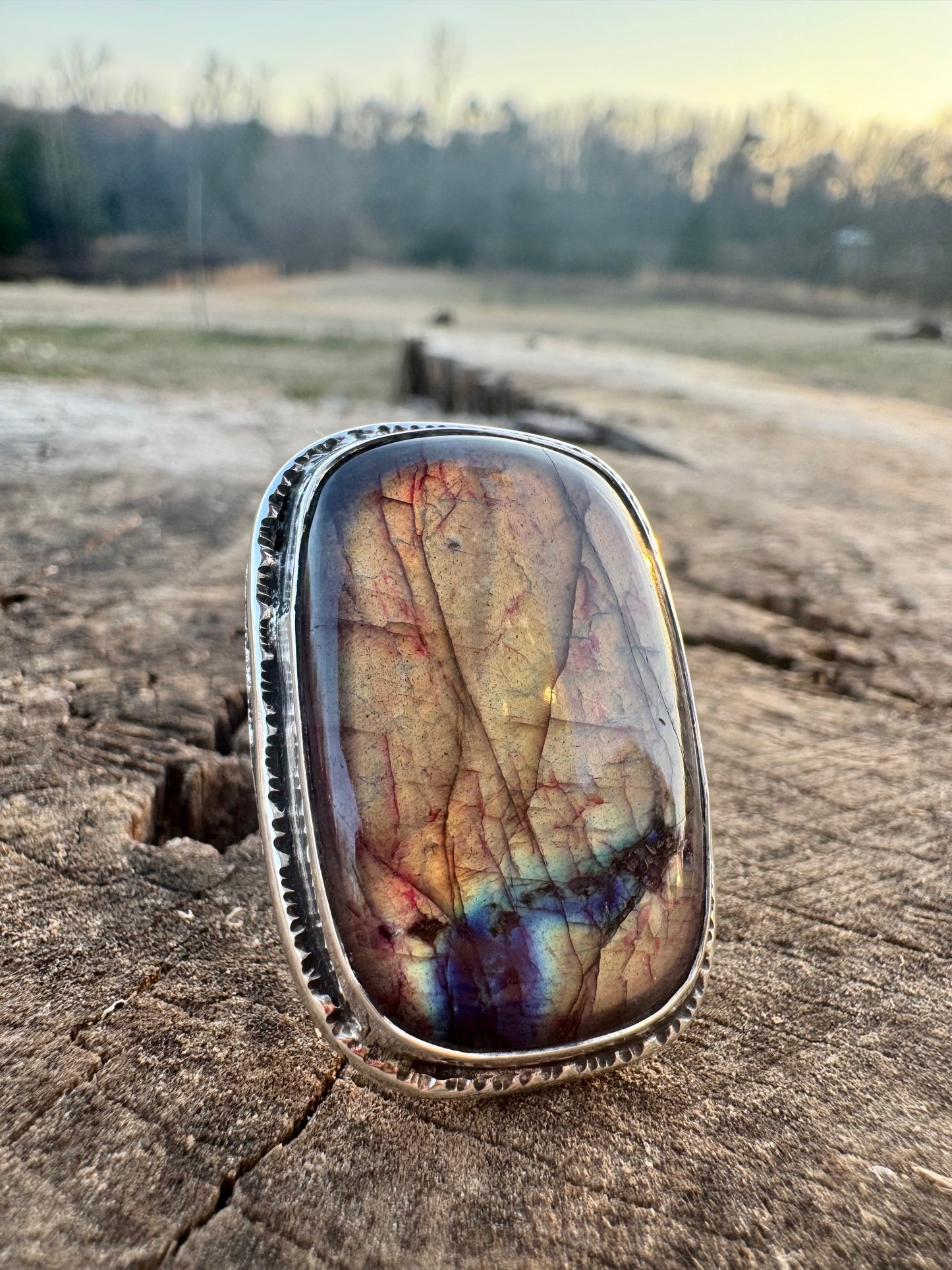 Labradorite statement ring size 9