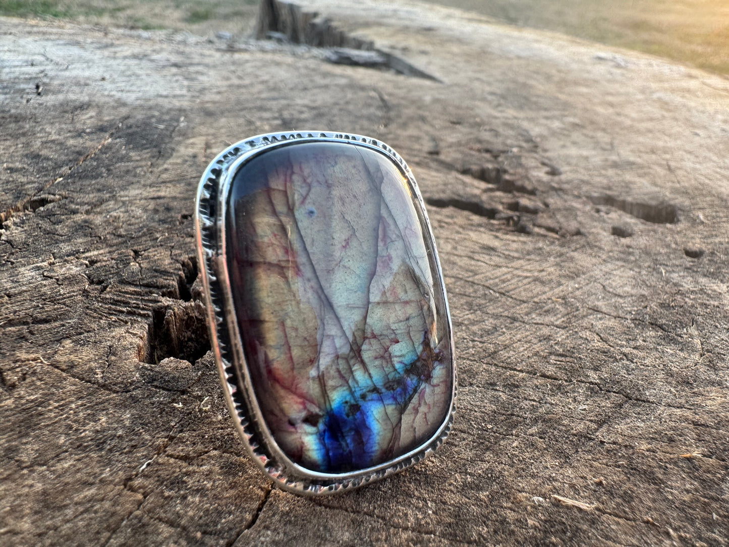 Labradorite statement ring size 9