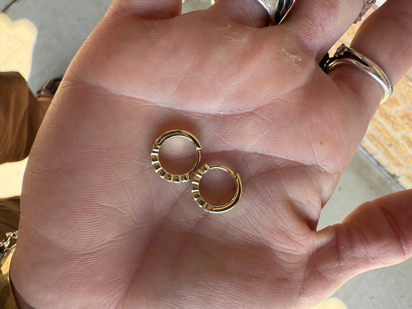 Turquoise and 14k gold plated Huggie hoops 12mm