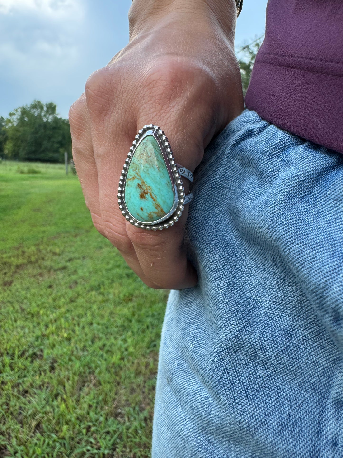 Tear Drop Turquoise Ring size 7.5