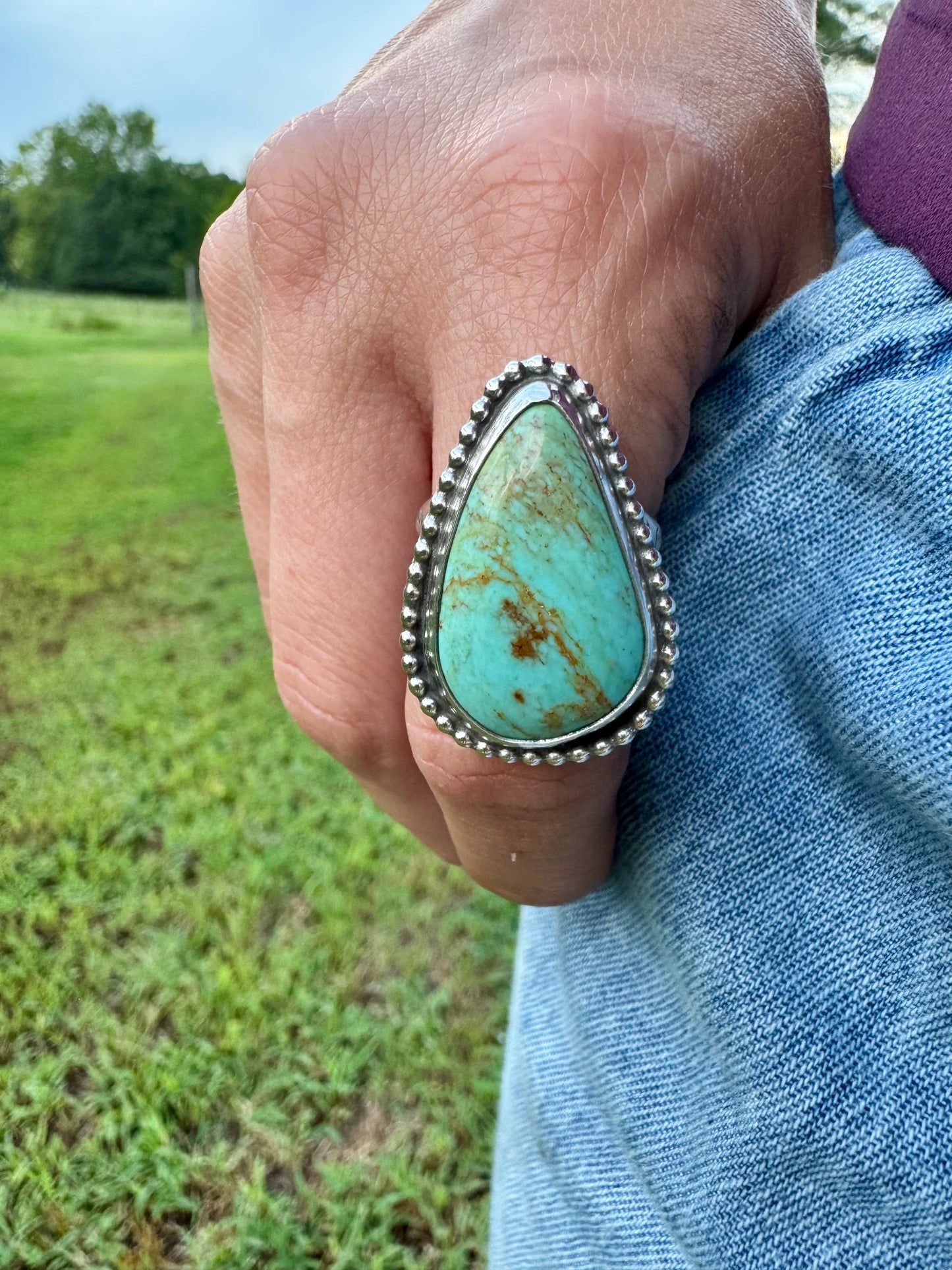 Tear Drop Turquoise Ring size 7.5