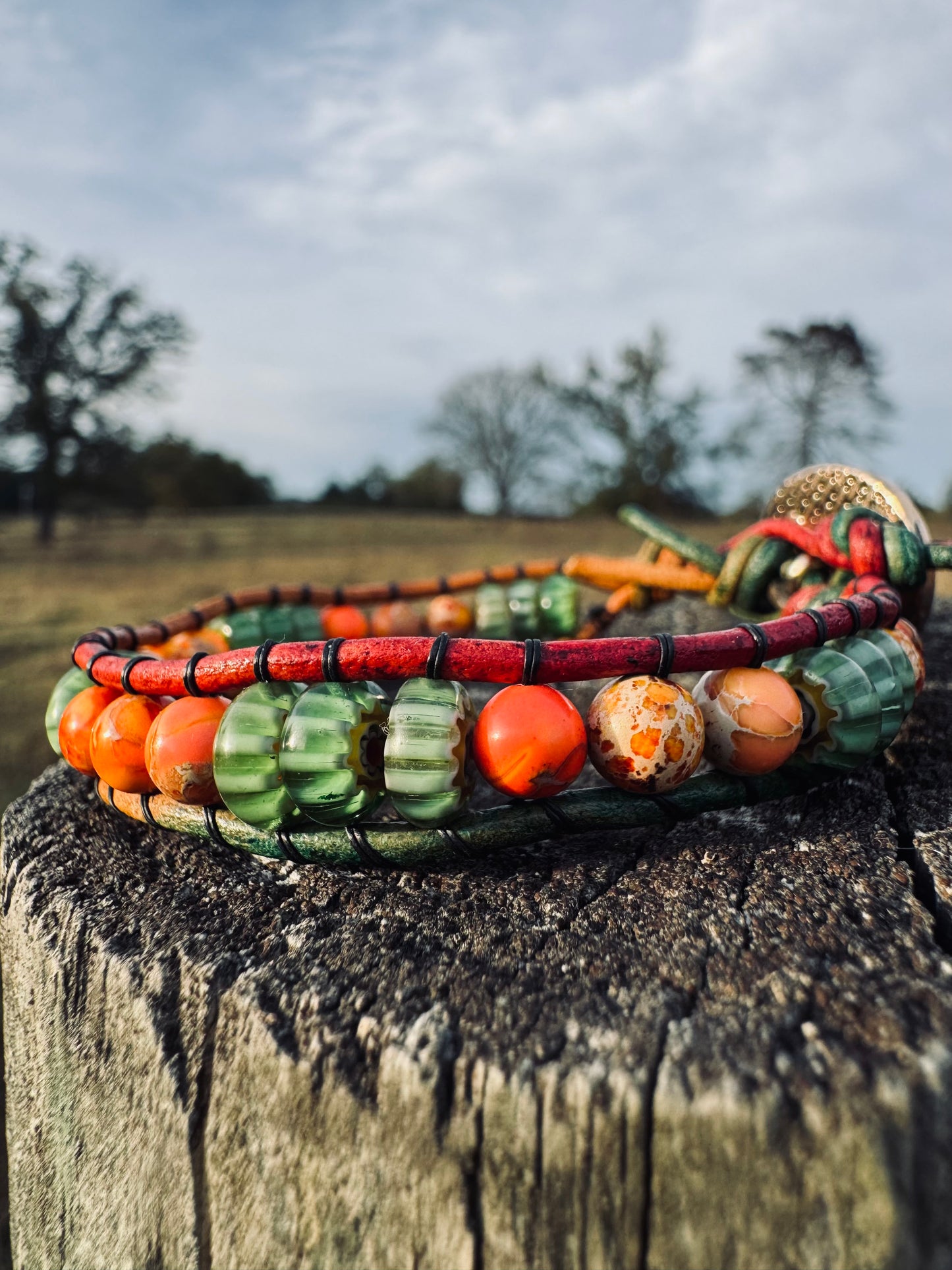 Colorful leather wrap bracelets